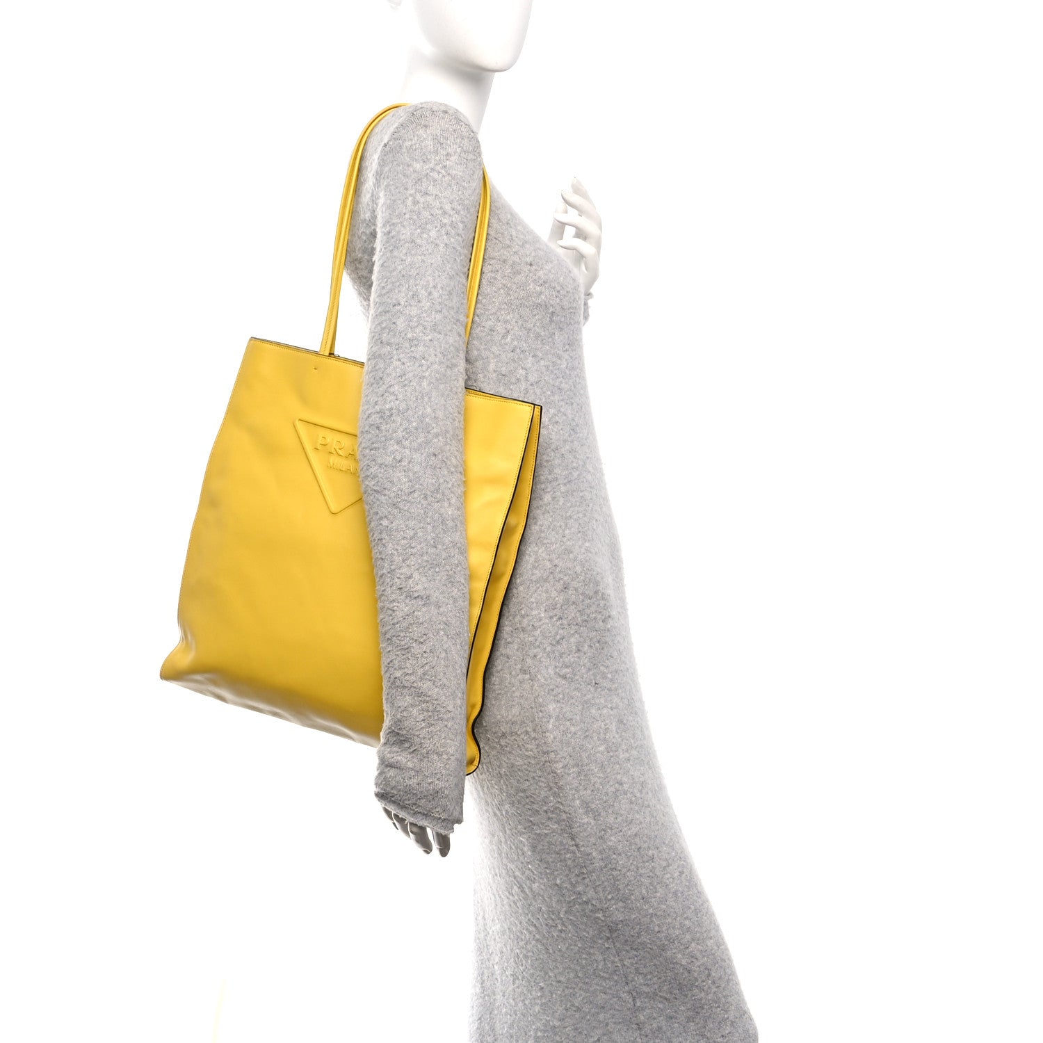 Soft Calfskin Triangle Logo Embossed Tote Sole