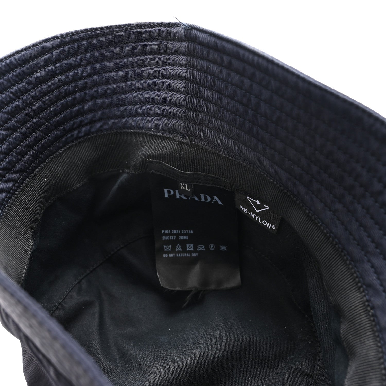 Re-Nylon Metal Triangle Logo Womens Bucket Hat XL Black