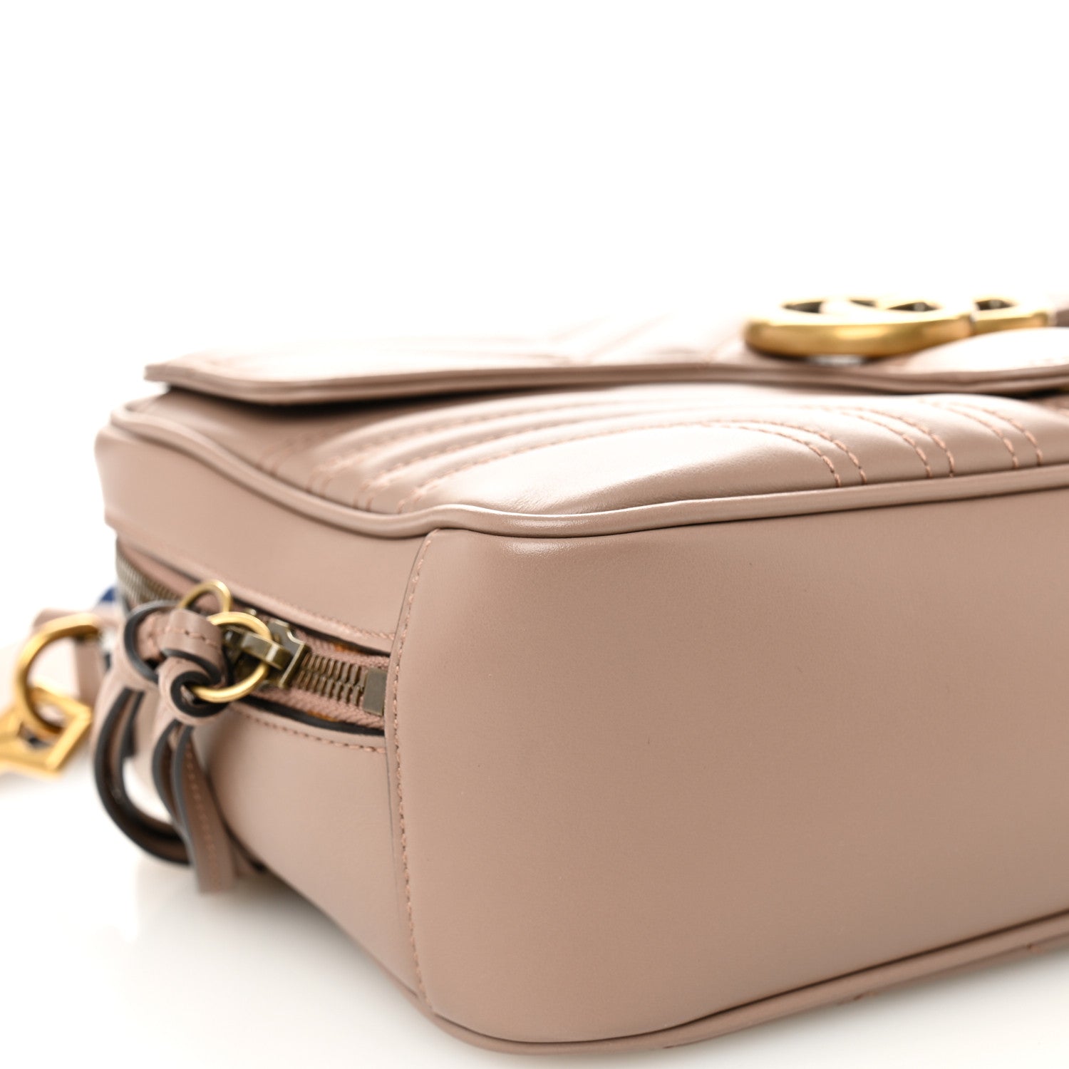 Calfskin Matelasse Sylvie Web Small GG Marmont Top Handle Shoulder Bag Porcelain Rose