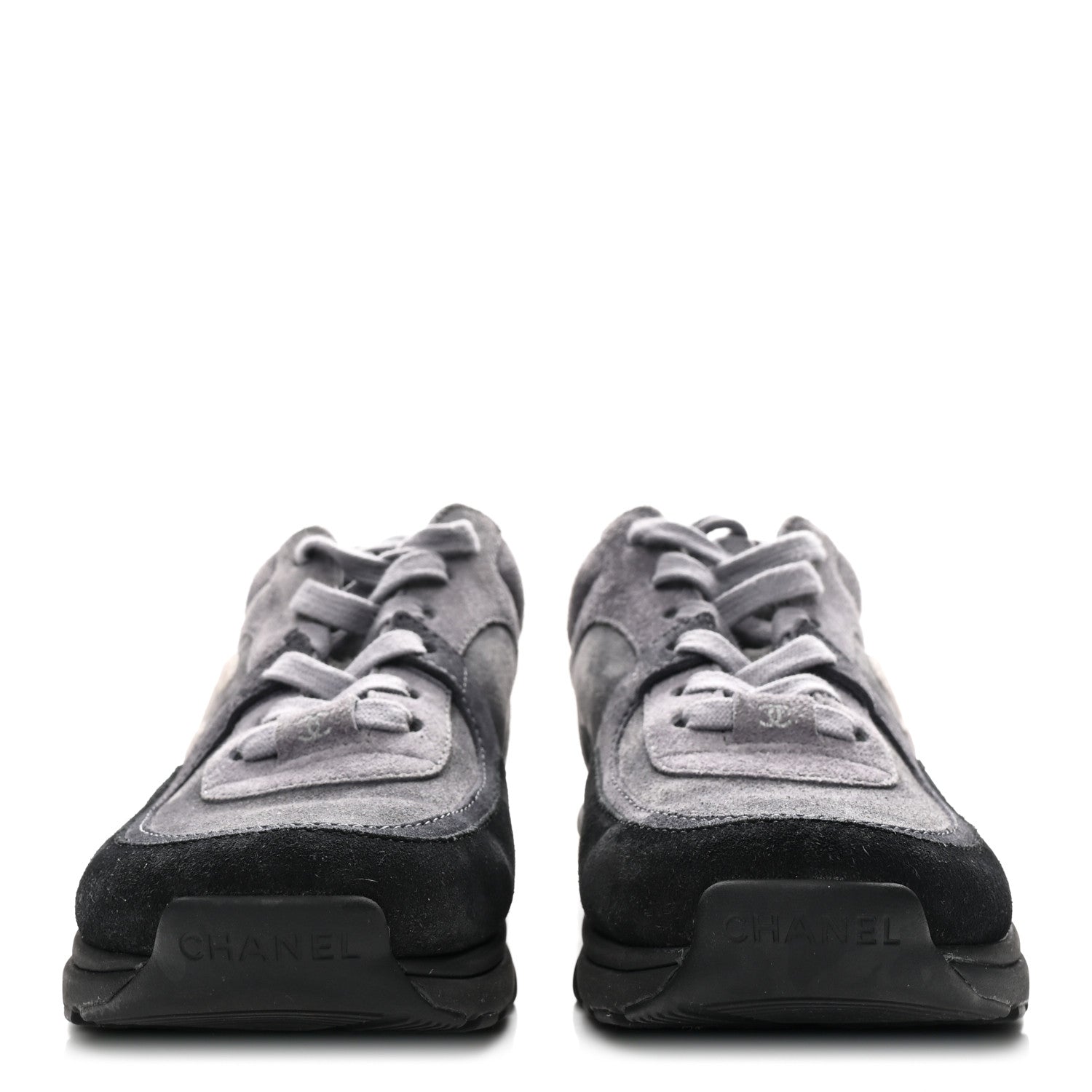 Suede Calfskin CC Sneakers 36.5 Black Grey