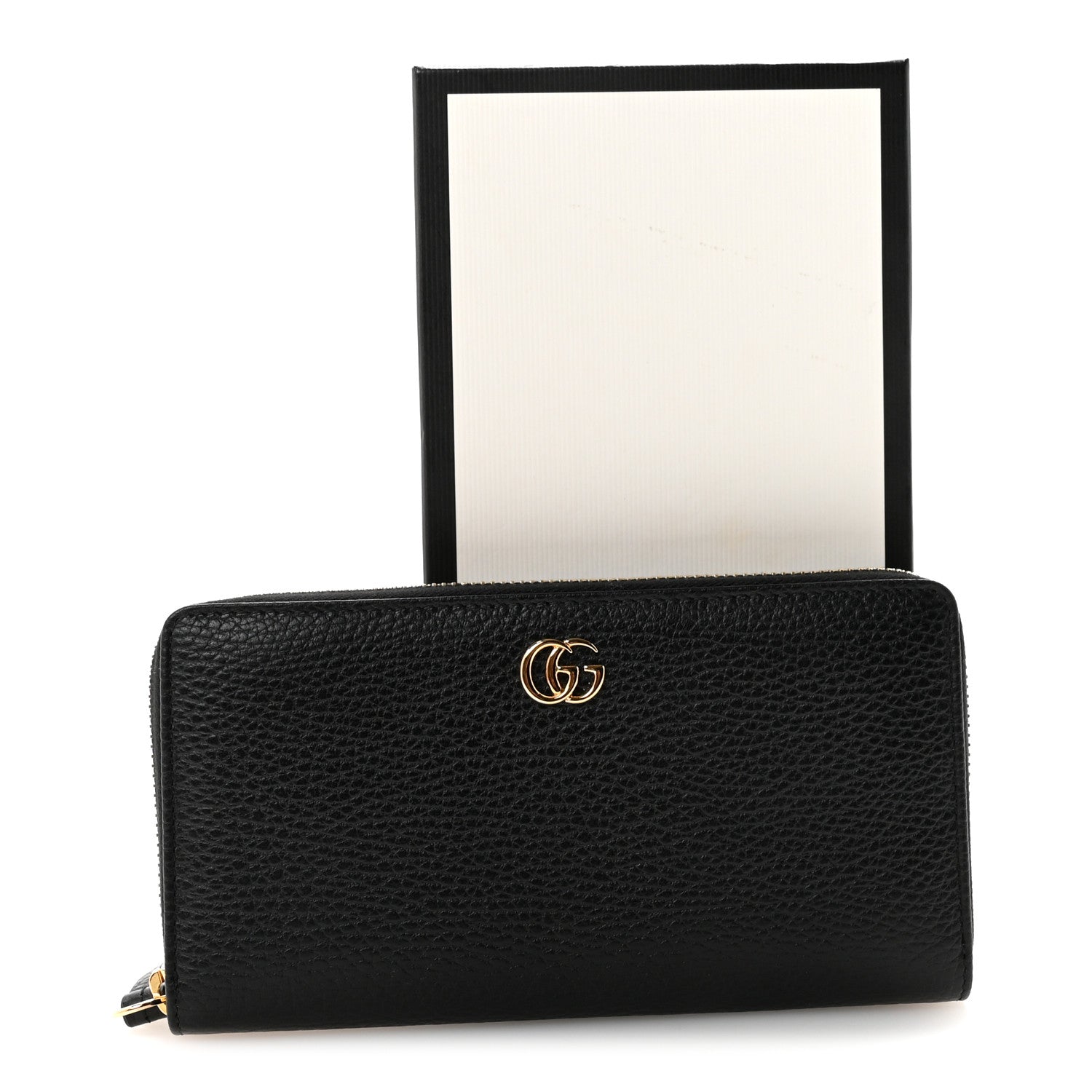 Dollar Calfskin GG Marmont Zip Around Wallet Black