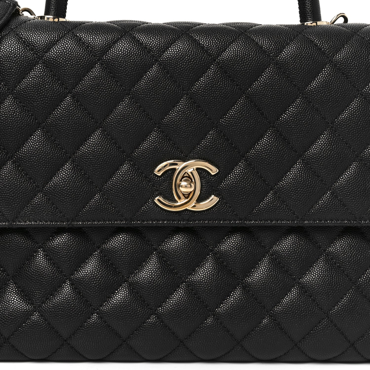 Caviar Quilted Medium Coco Handle Flap Black