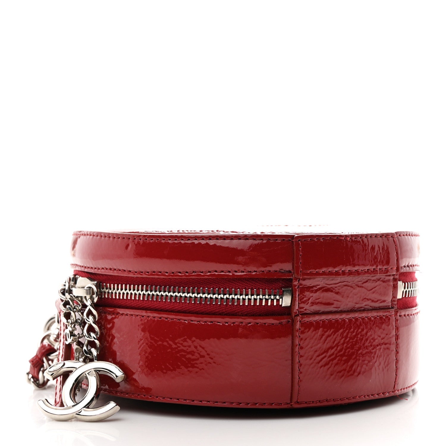 Patent Round As Earth Evening Bag Red