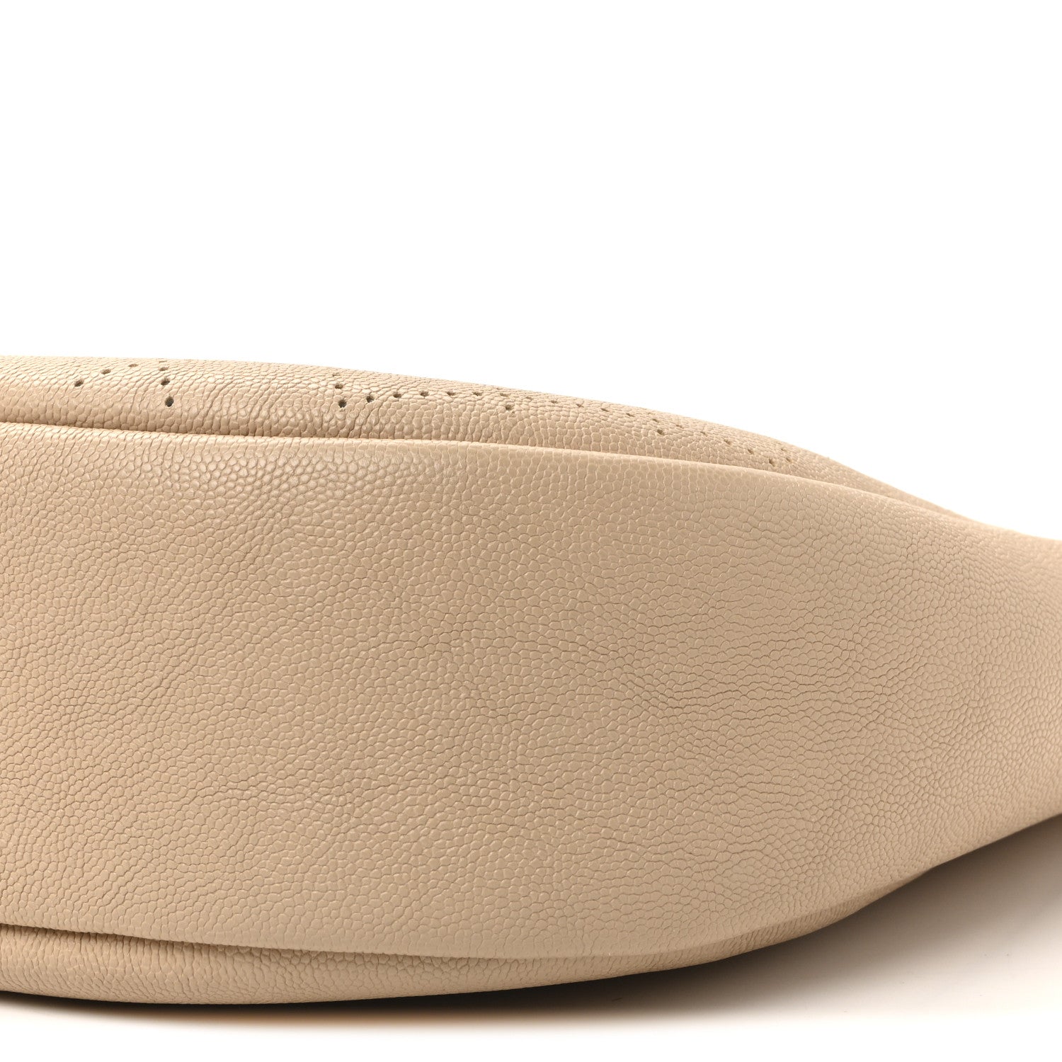 Grained Calfskin Perforated Small Flap Hobo Beige