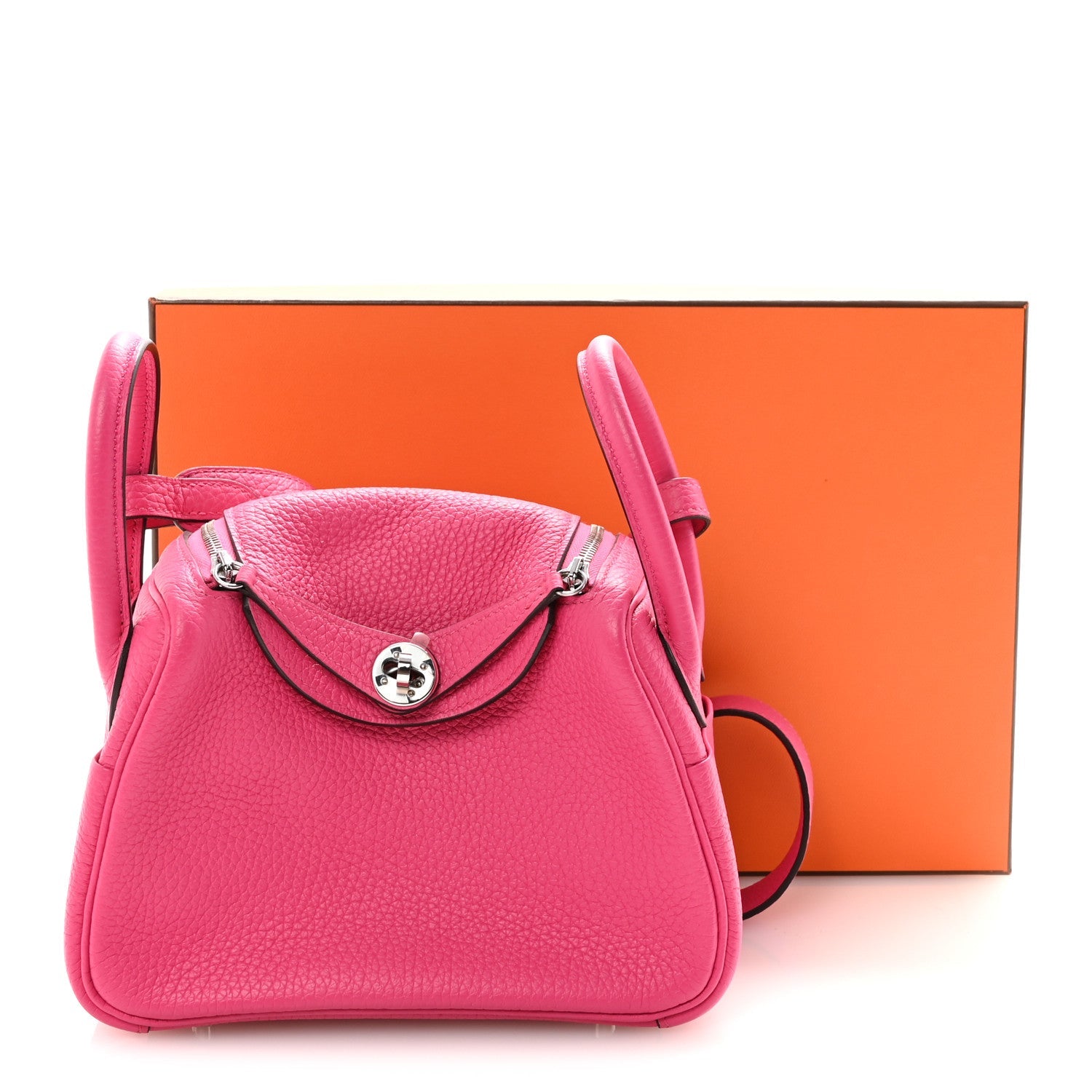 Taurillon Clemence Mini Lindy 20 Rose Shocking