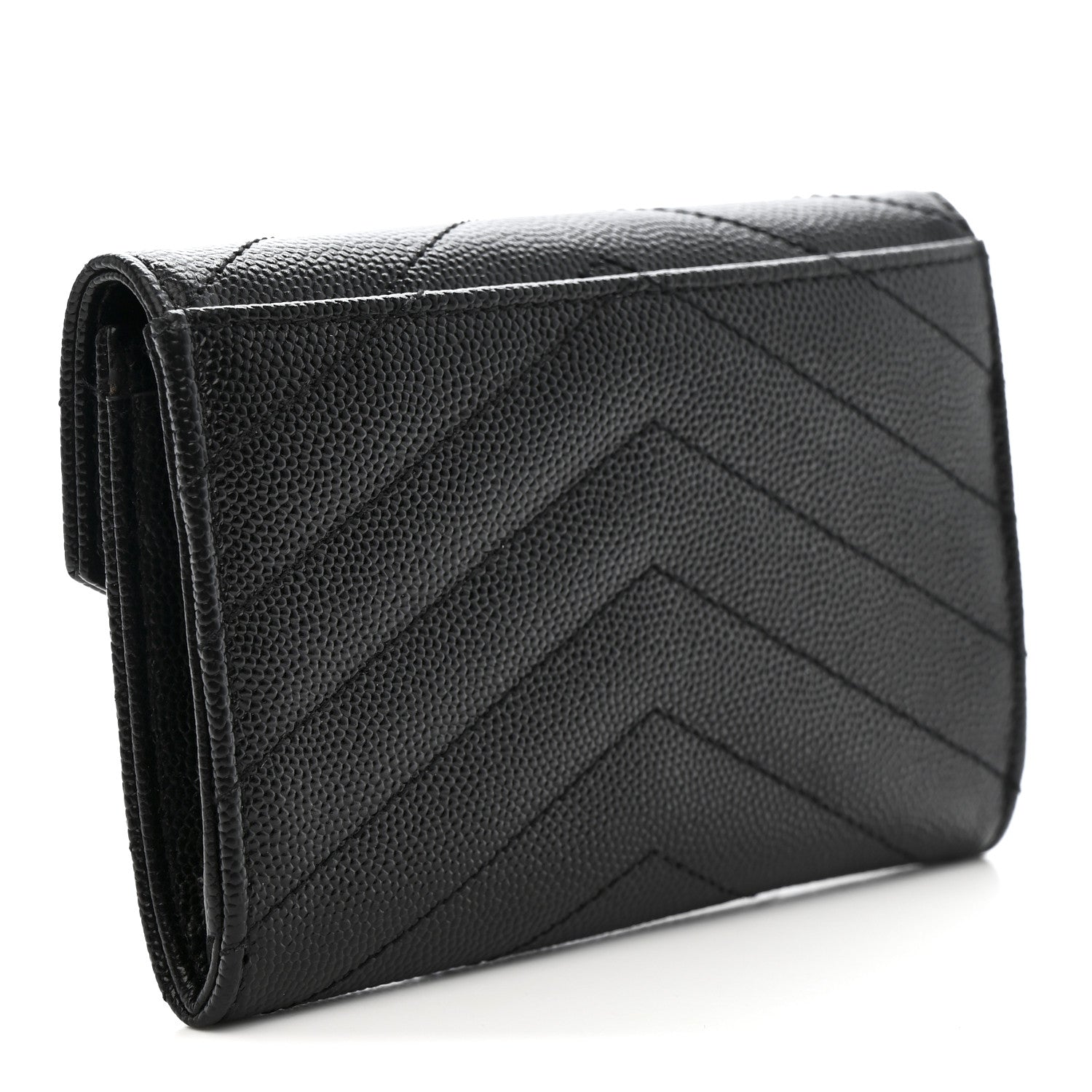 Grain De Poudre Matelasse Chevron Small Monogram Envelope Wallet Black