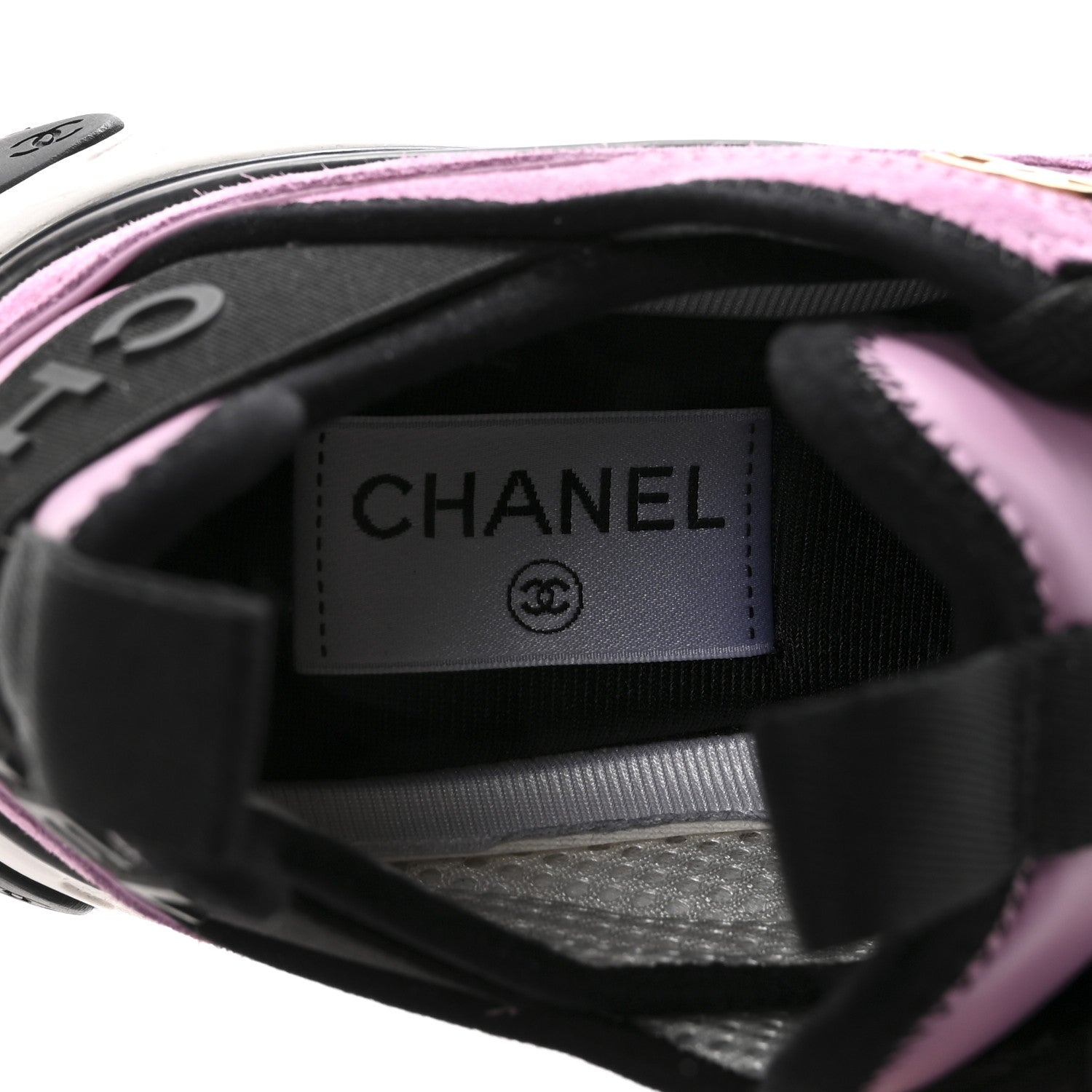 Suede Calfskin Nylon Grosgrain CC Sneakers 36.5 Dark Pink