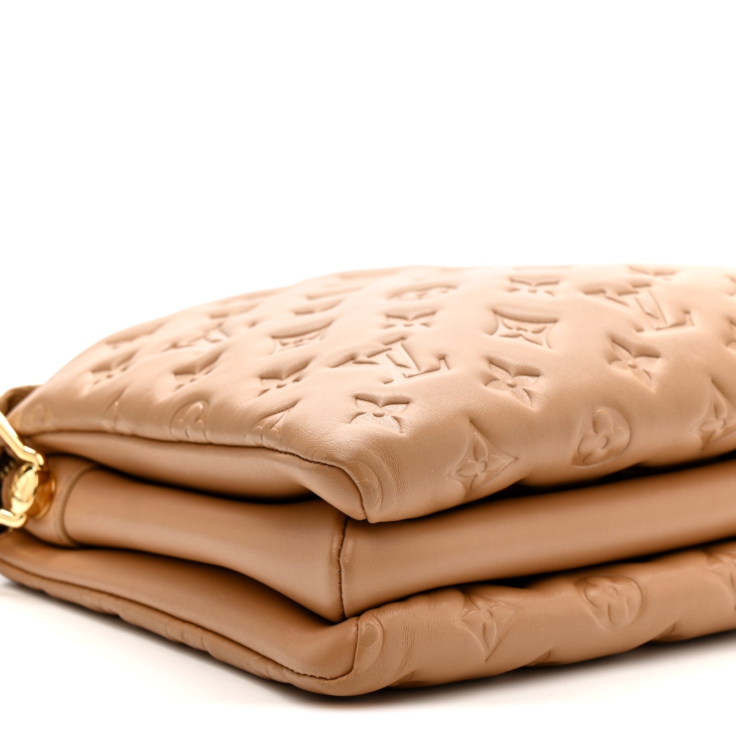 Lambskin Embossed Monogram Coussin PM Camel