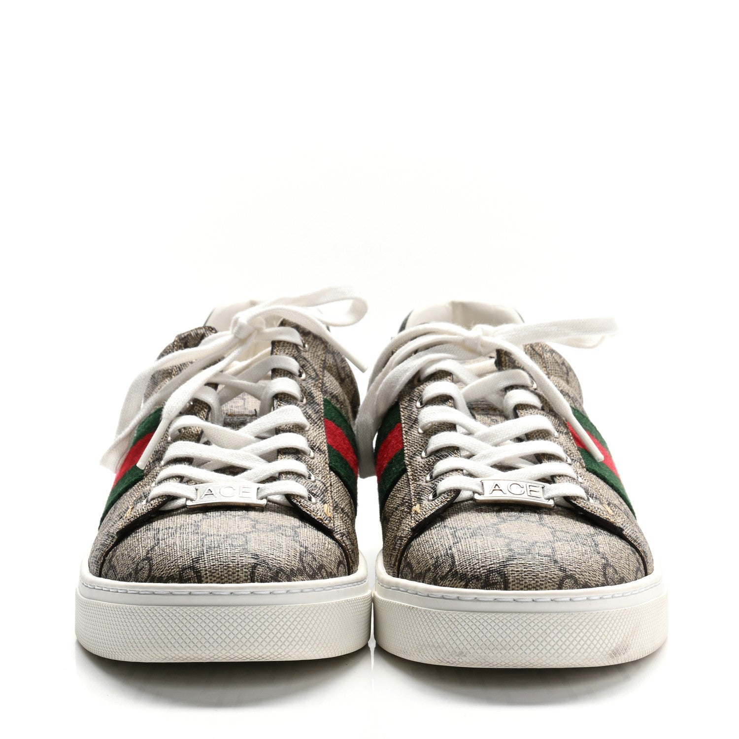 GG Supreme Monogram Womens New Ace Low-Top Sneaker 37.5 Beige