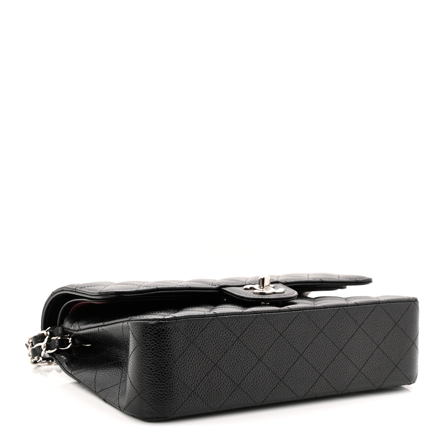 Caviar Quilted Medium Double Flap Black