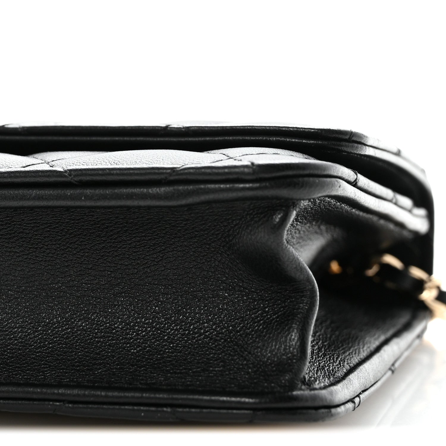Lambskin Quilted Trendy CC Wallet On Chain WOC Black