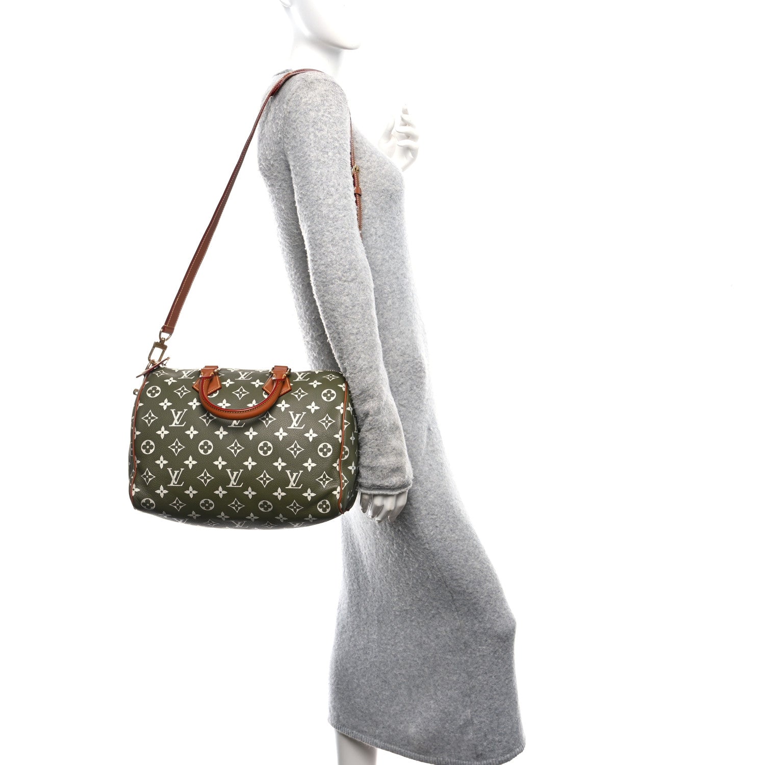 Calfskin Monogram Speedy P9 Bandouliere 30 Green Sancha