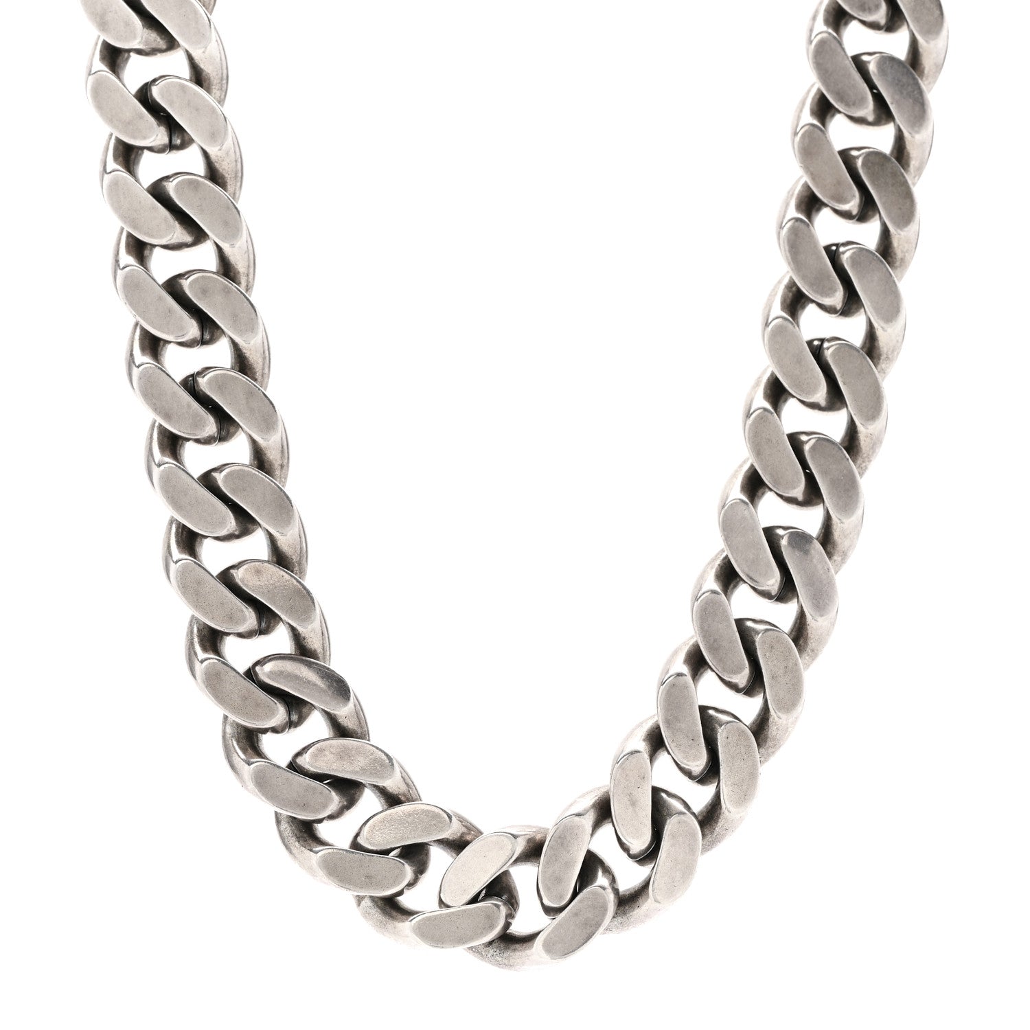 Metal Curb Chain Necklace Oxidized Silver