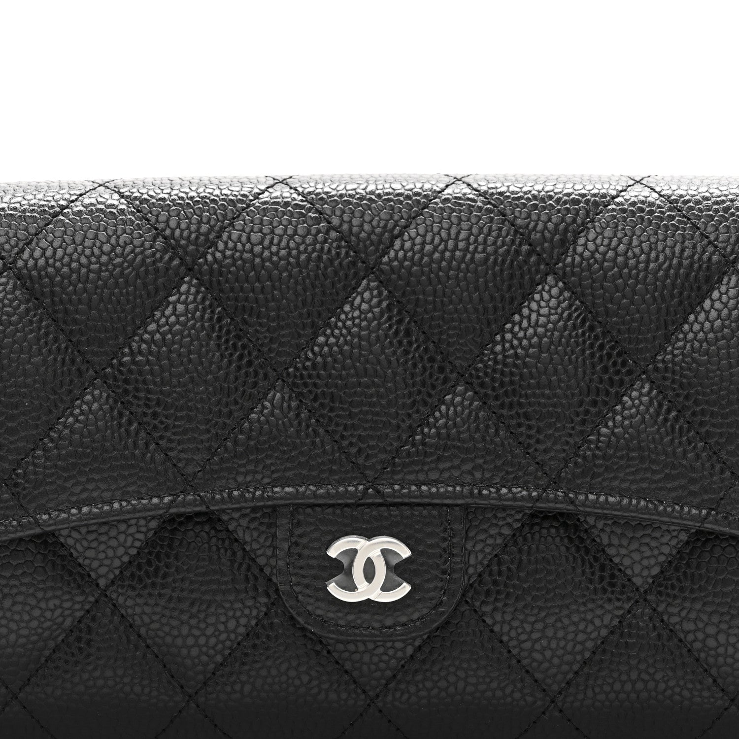 Caviar Quilted Large Gusset Flap Wallet Black