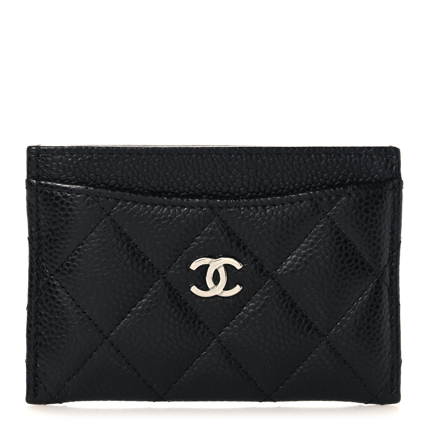 Caviar Quilted Card Holder Black