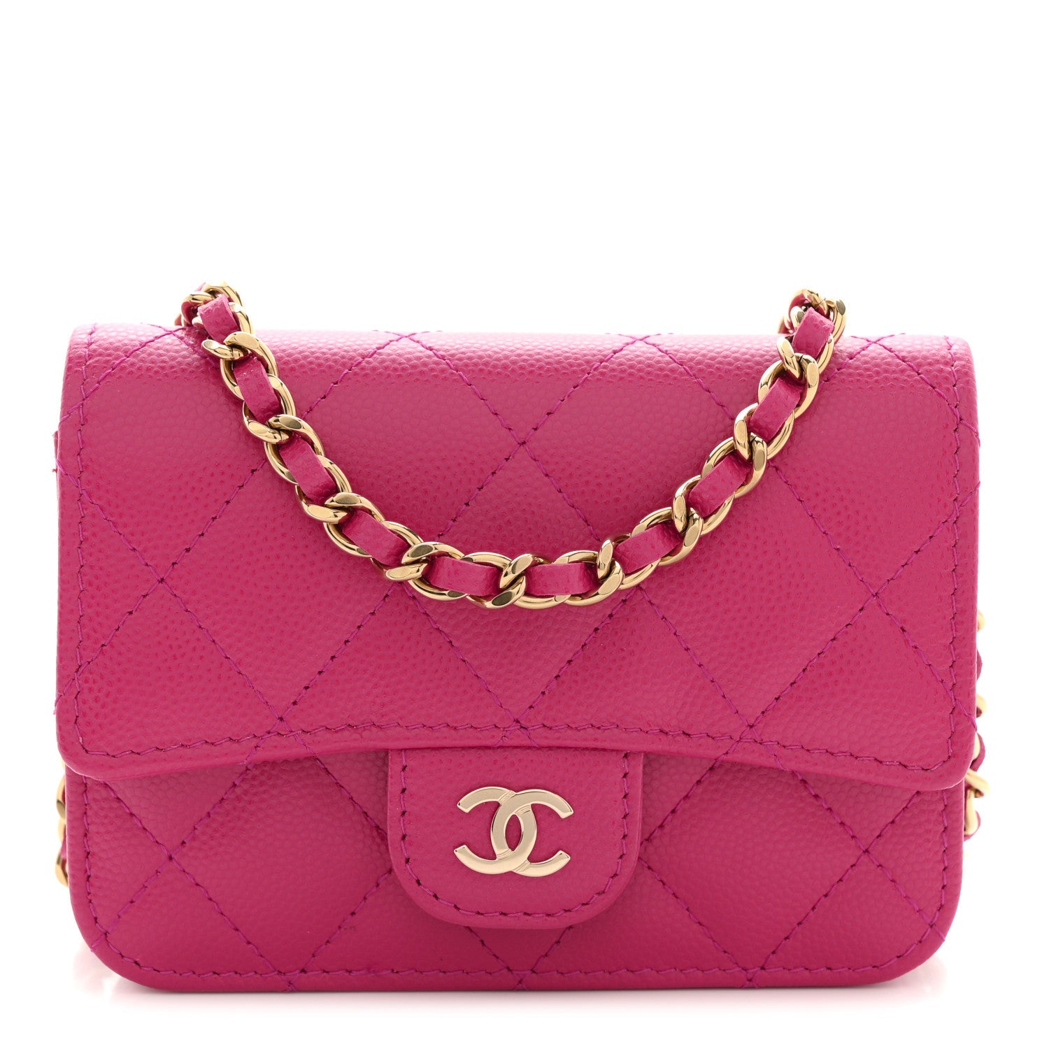 Caviar Quilted Mini Chain Bag Dark Pink