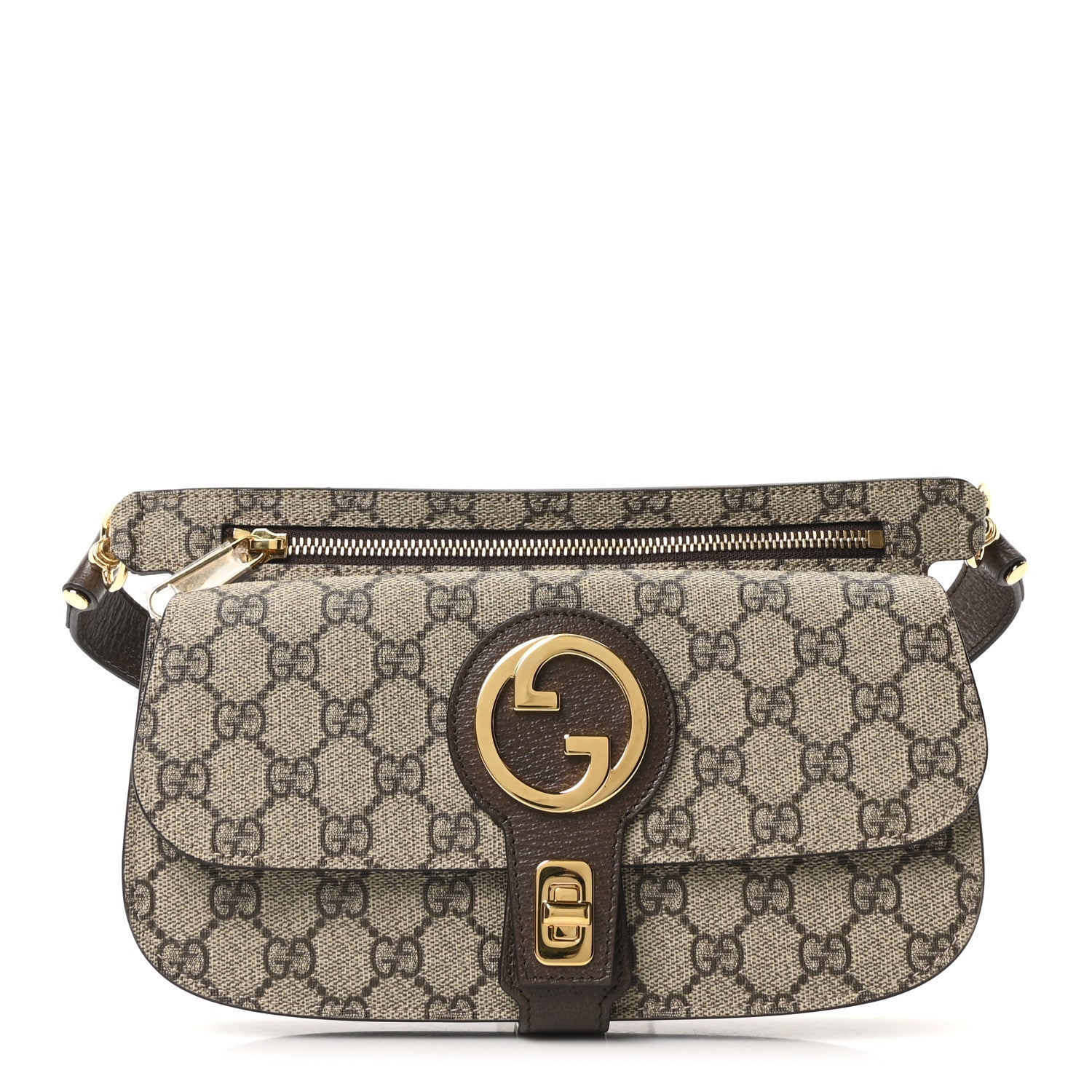 GG Supreme Monogram Textured Dollar Calfskin Blondie Belt Bag Beige Ebony New Acero
