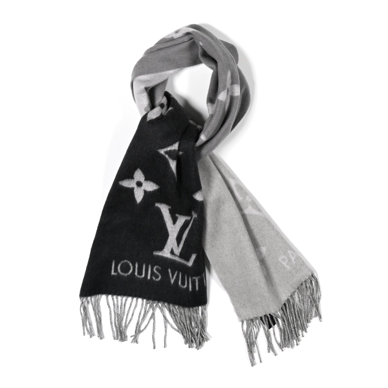 Cashmere Monogram Gradient Reykjavik Scarf Grey