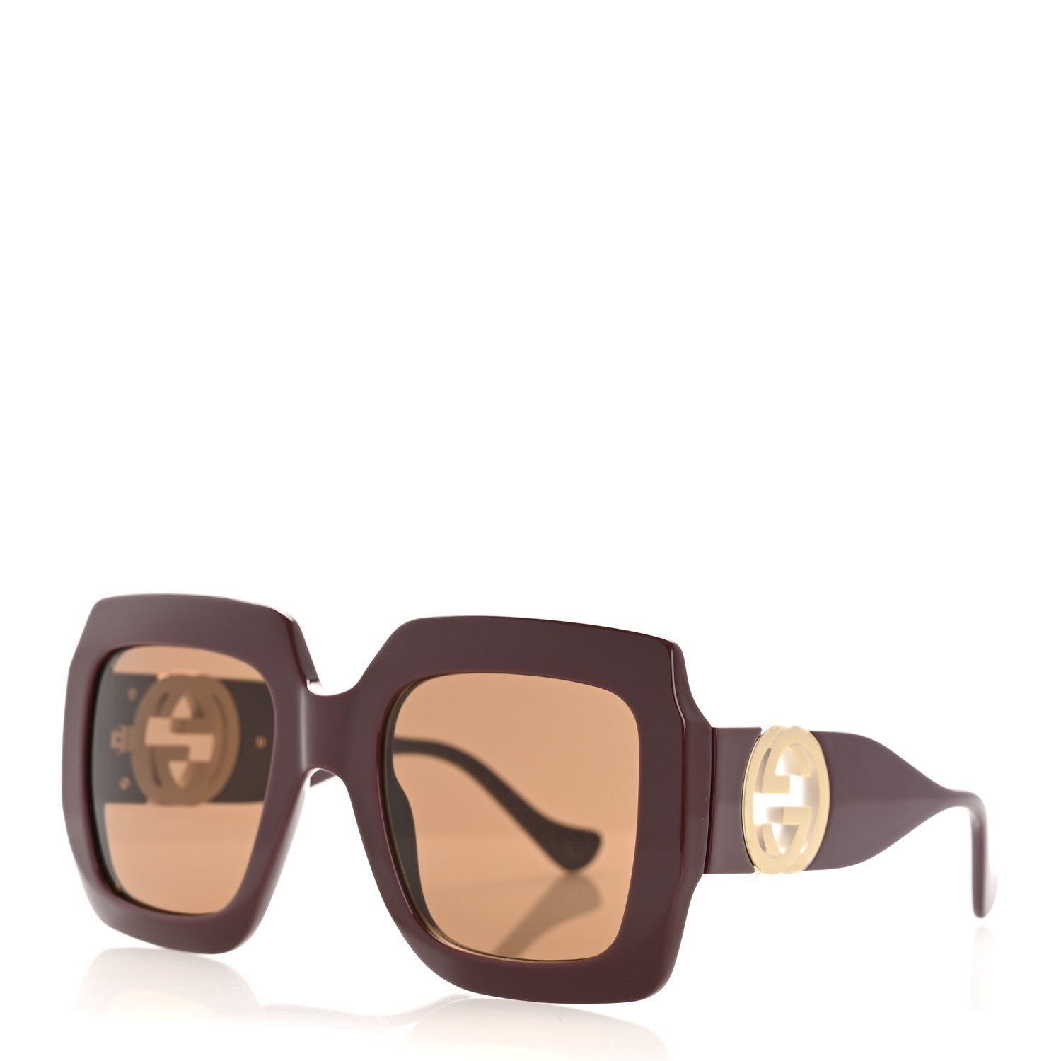 Acetate Rectangular Frame Chain Sunglasses GG1022S Burgundy