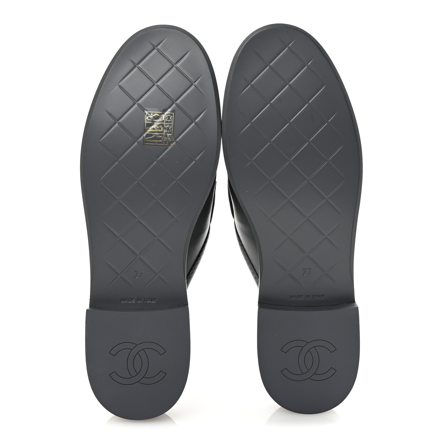Lambskin Quilted CC Turnlock Mules 37 Dark Gray