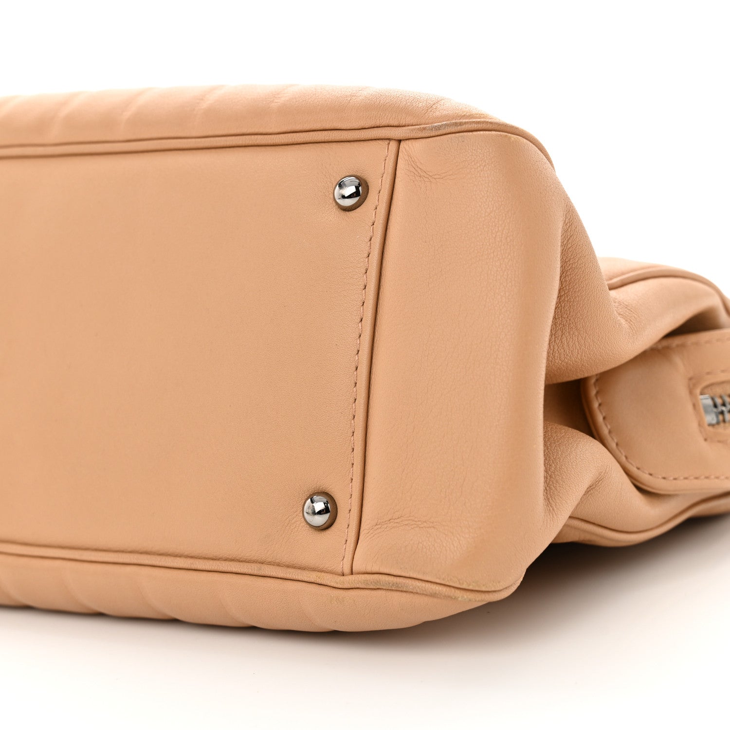 Calfskin Vertical Quilted Lax East West Shoulder Bag Beige
