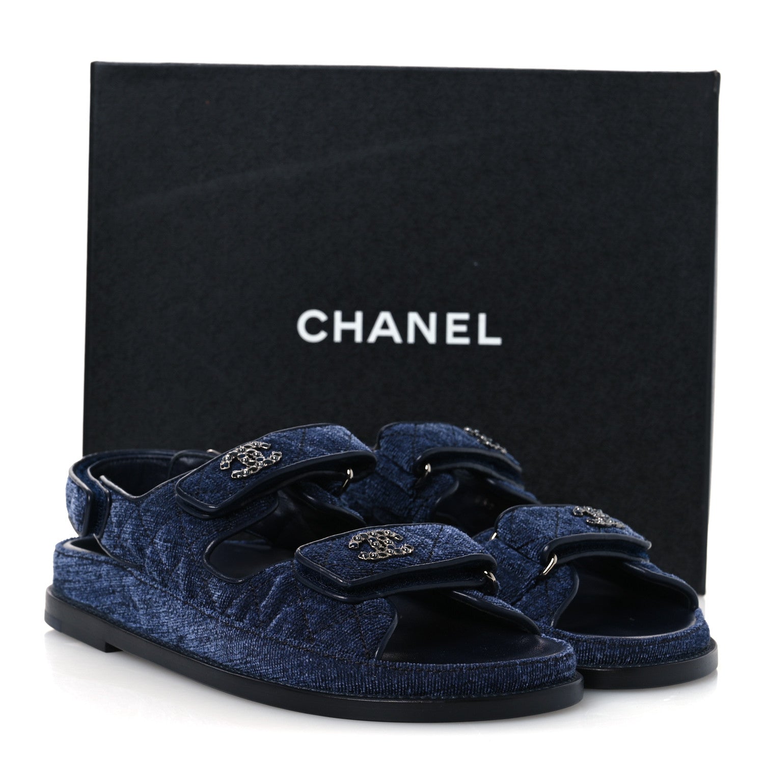 Velvet Velcro Dad Sandals 37.5 Blue