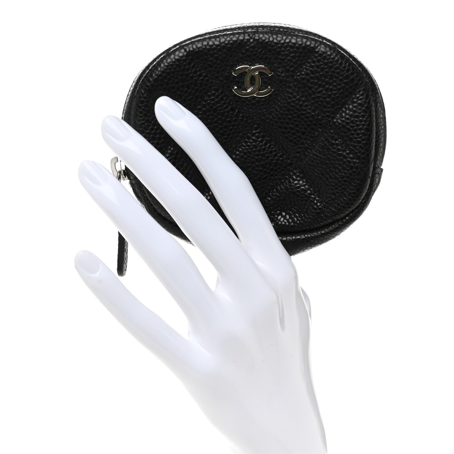 Caviar Quilted Zip Around Classic Coin Purse Black