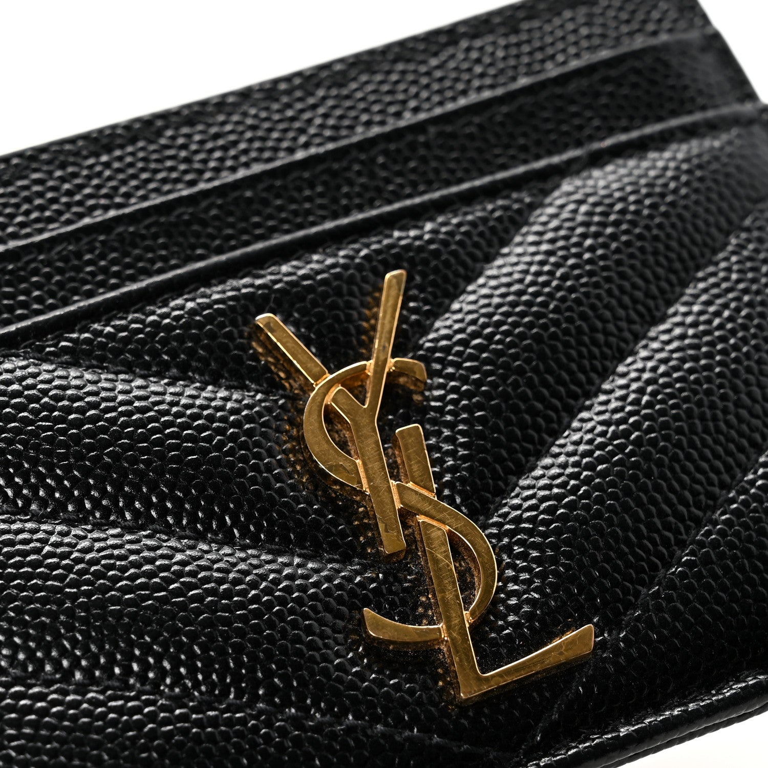 Grain De Poudre Matelasse Chevron Monogram Credit Card Case Black