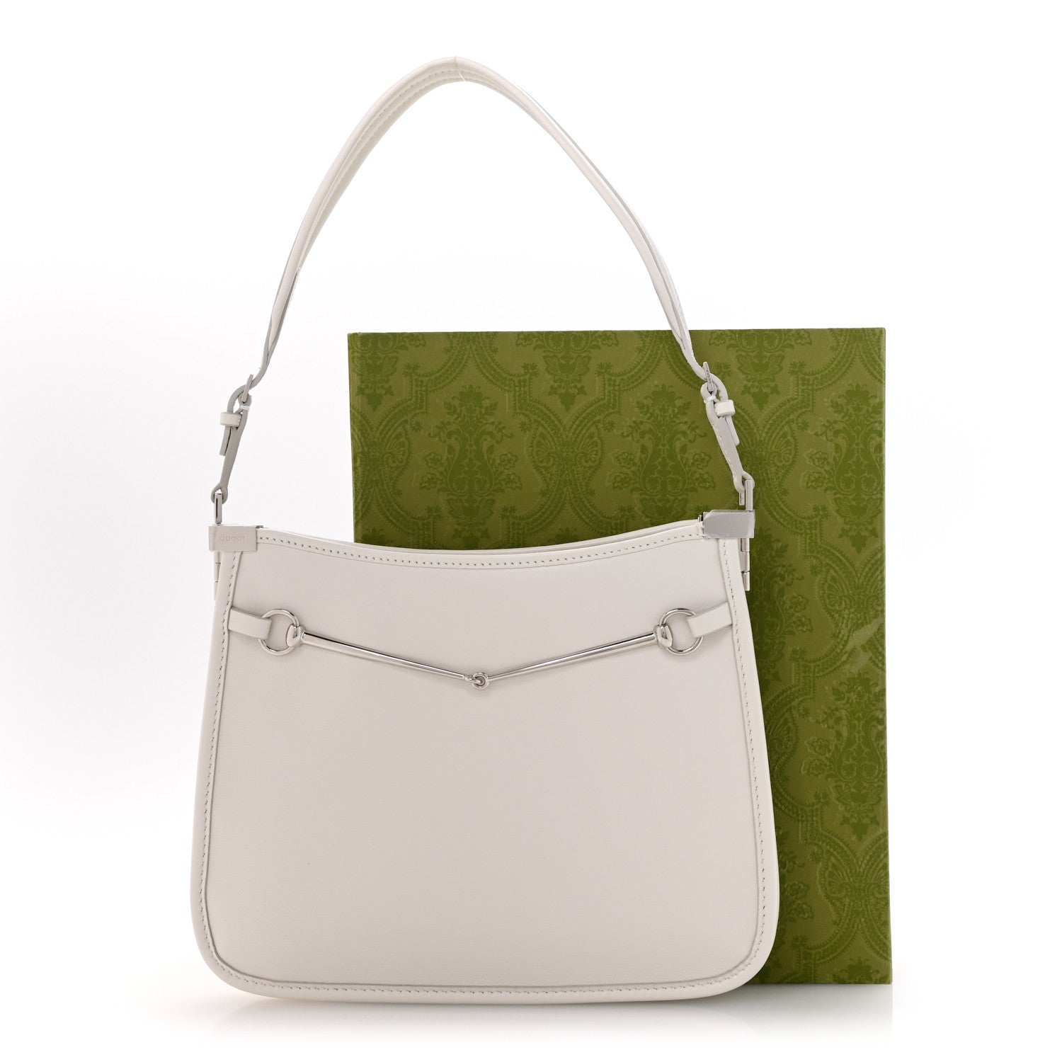 Calfskin Horsebit Slim Shoulder Bag White