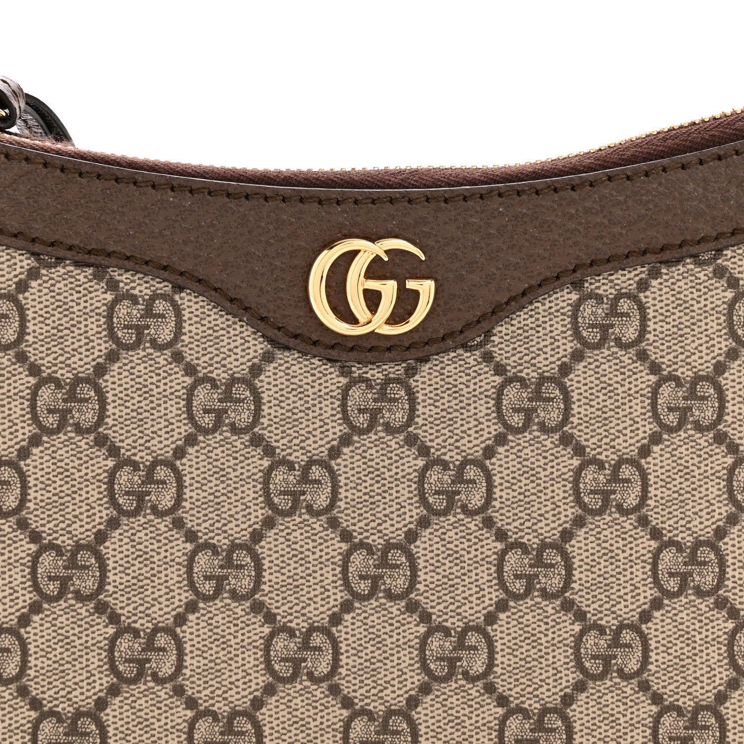 GG Supreme Monogram Textured Dollar Calfskin Small Ophidia Hobo Beige Ebony New Acero