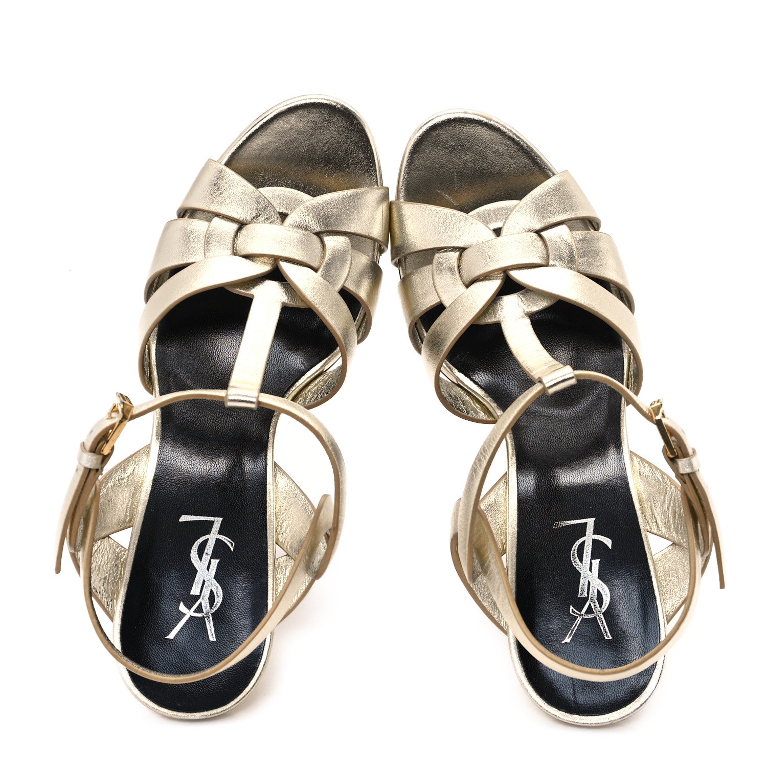 Metallic Calfskin Tribute 105 Platform Sandals 40 Gold