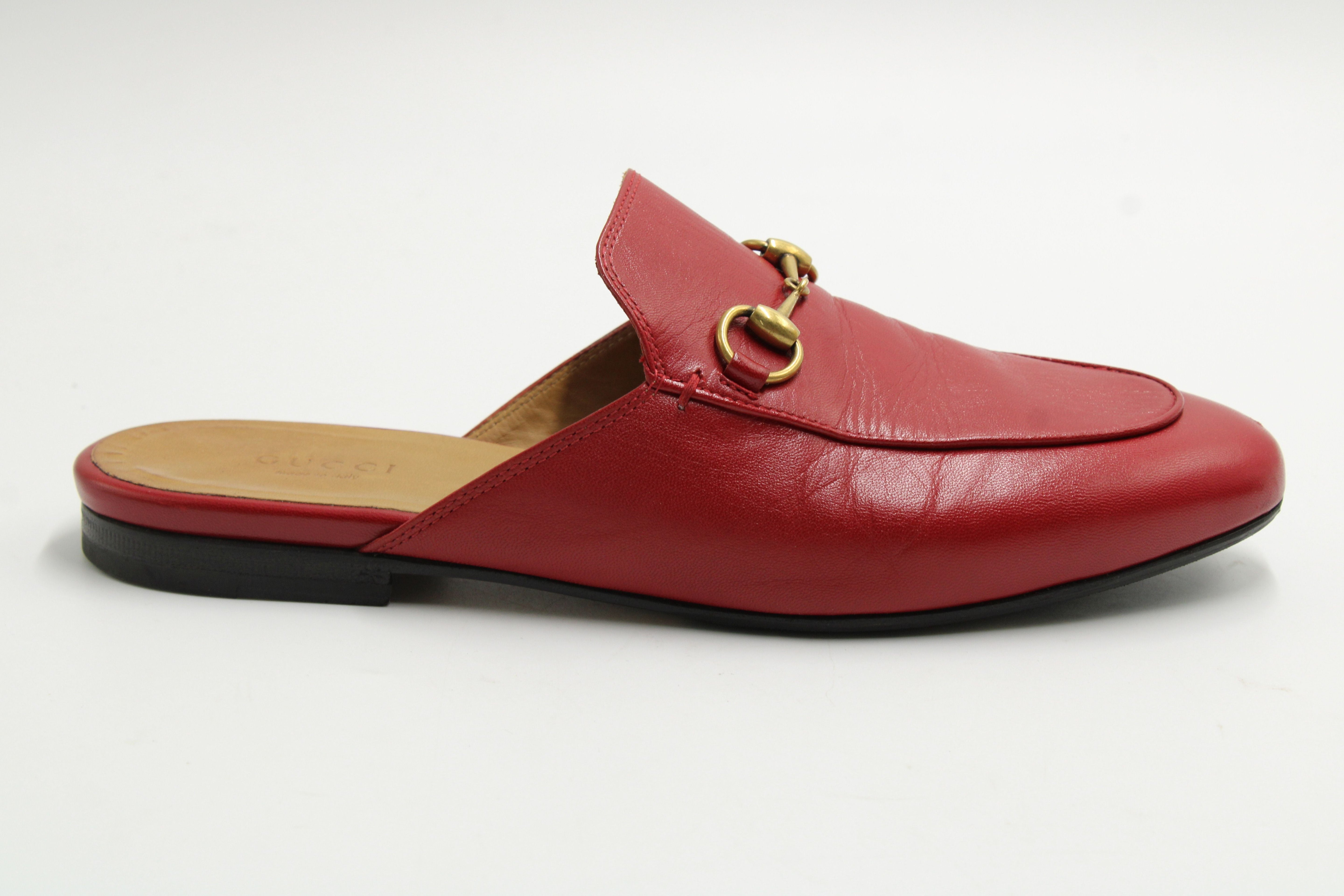 Women's Red Mules with Horsebit