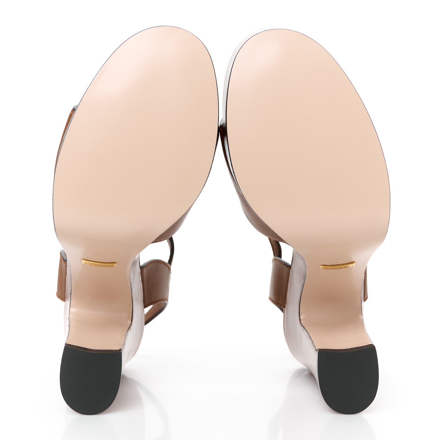 Cosmos Softy Calfskin Wooden Interlocking G Cut-Out 30/120mm Platform Sandals 40 Cuir