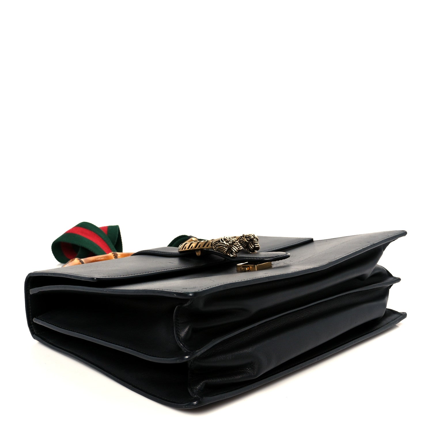 Moon Calfskin Web Large Dionysus Bamboo Top Handle Bag Black