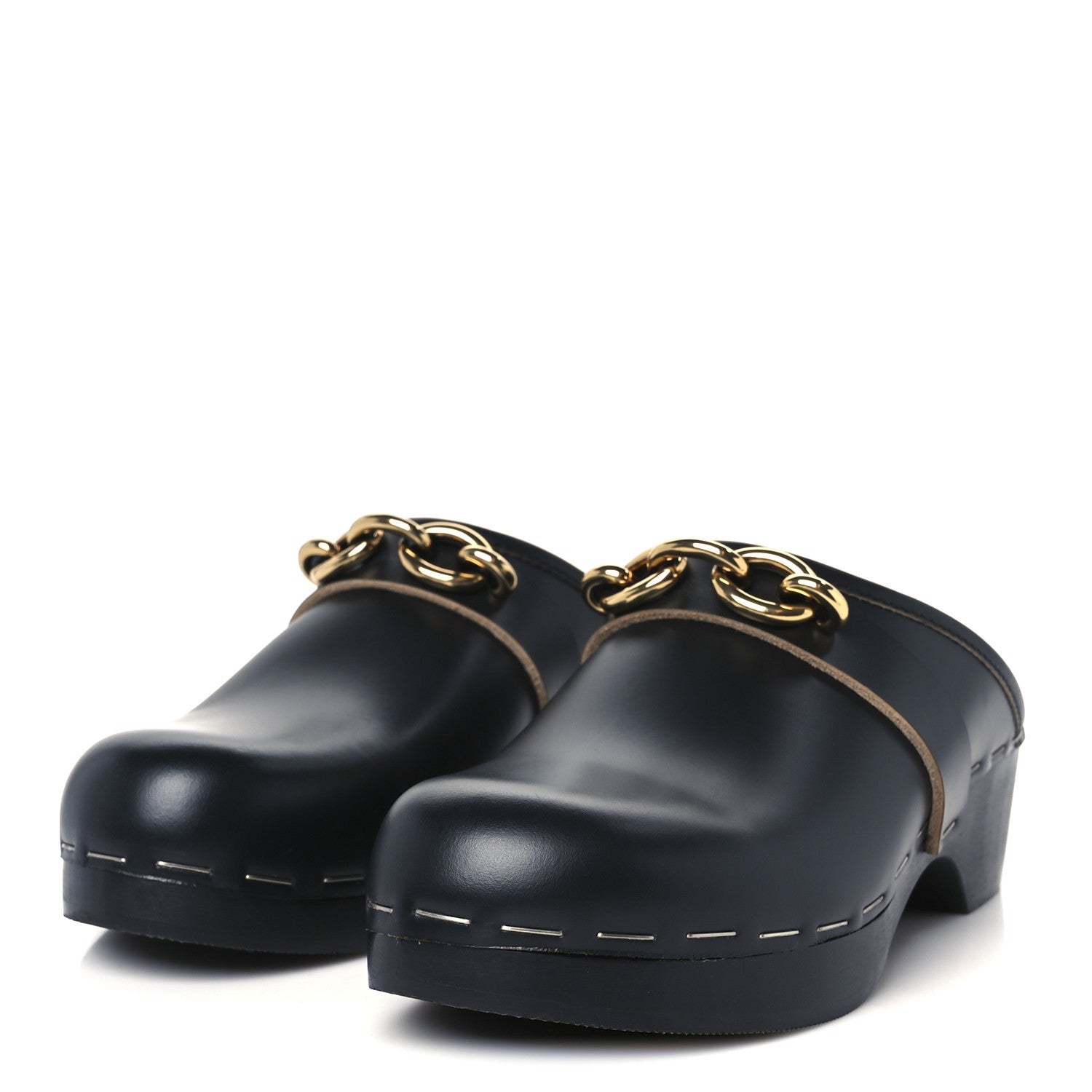 Smooth Calfskin Le Maillon Clogs 37 Black