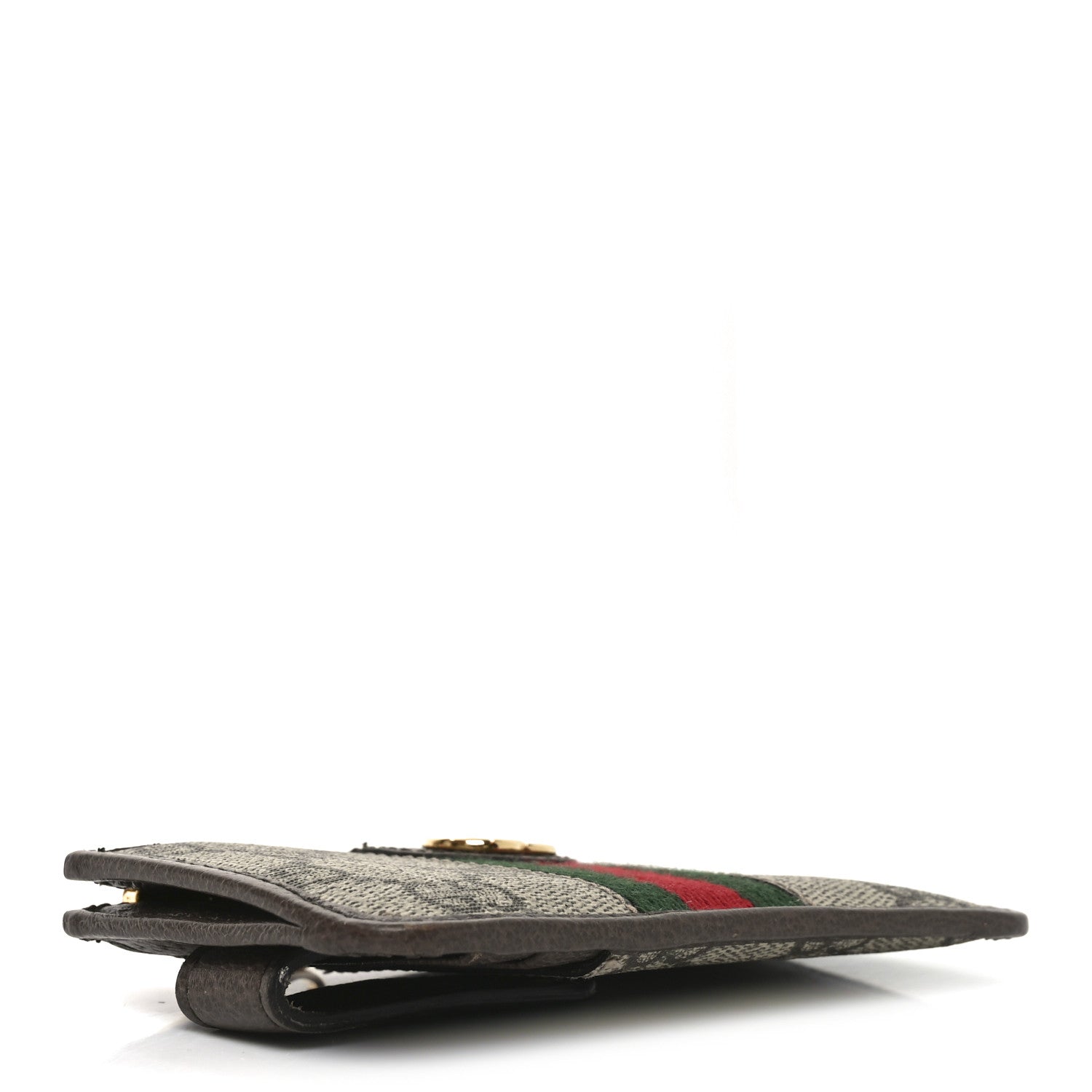 GG Supreme Monogram Web Ophidia Zip Card Case Brown
