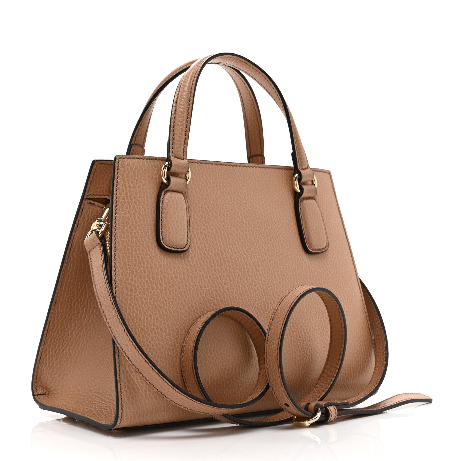 Dollar Calfskin Medium Soho Top Handle Satchel Camelia