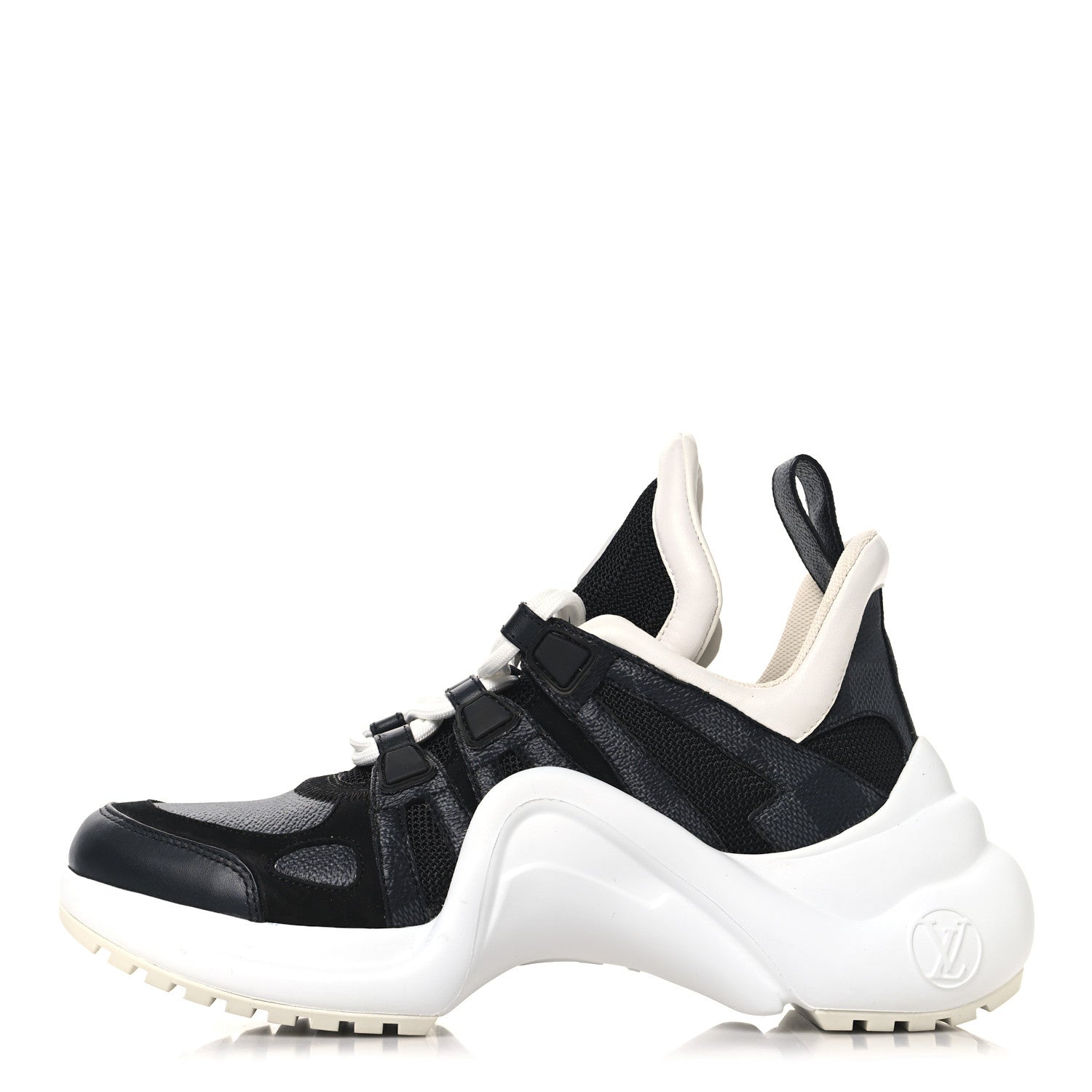Calfskin Technical Nylon Damier Graphite LV Archlight Sneakers 36 Black White