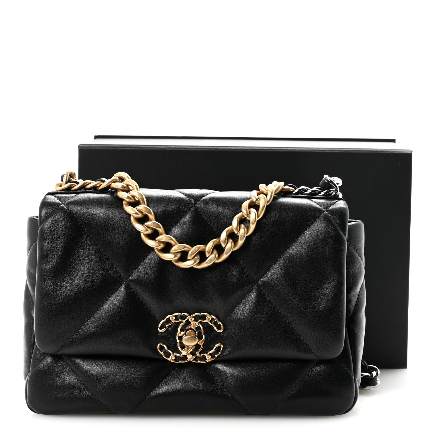 Lambskin Quilted Medium Chanel 19 Flap Black