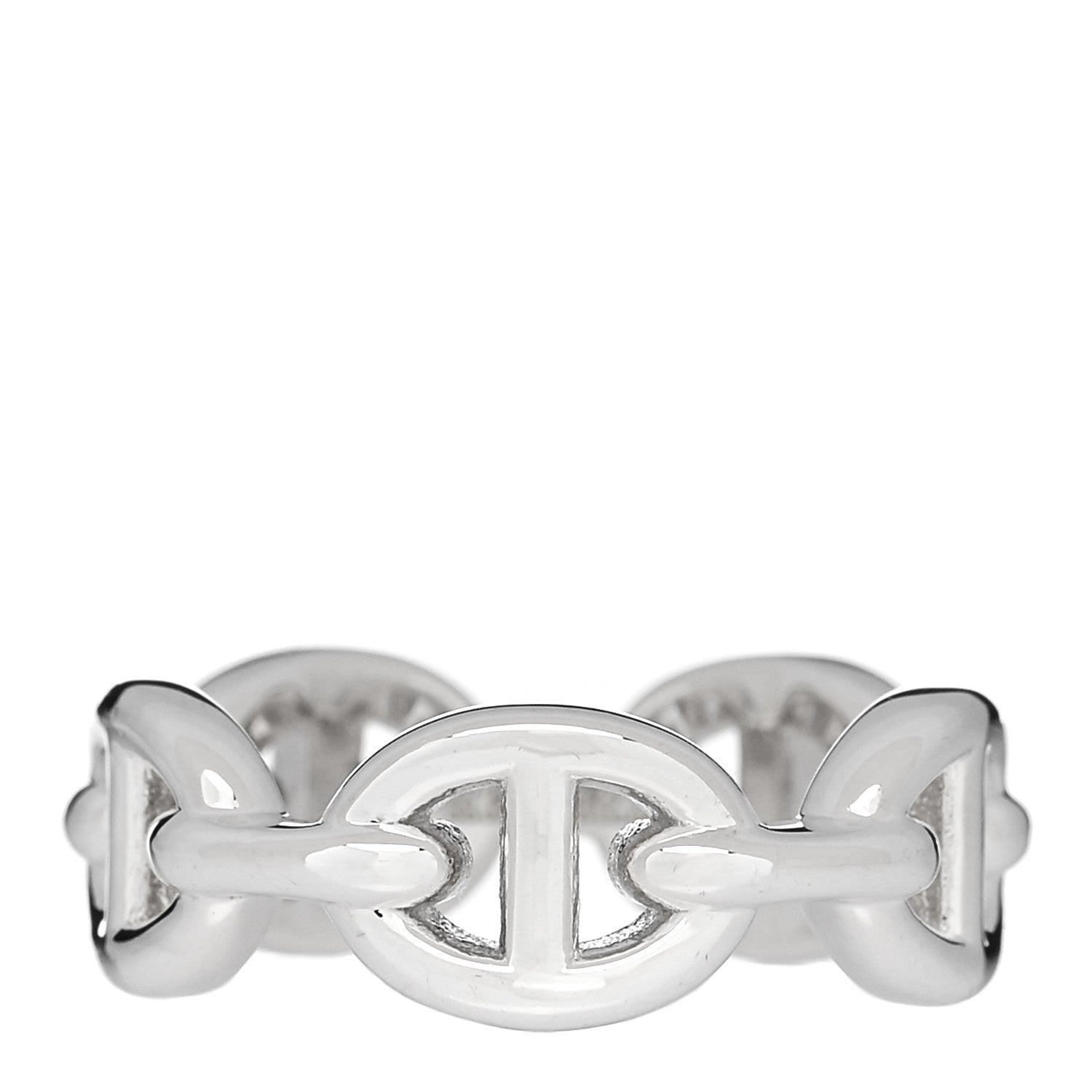 Sterling Silver PM Chaine d'Ancre Enchainee Band Ring 50 5.25