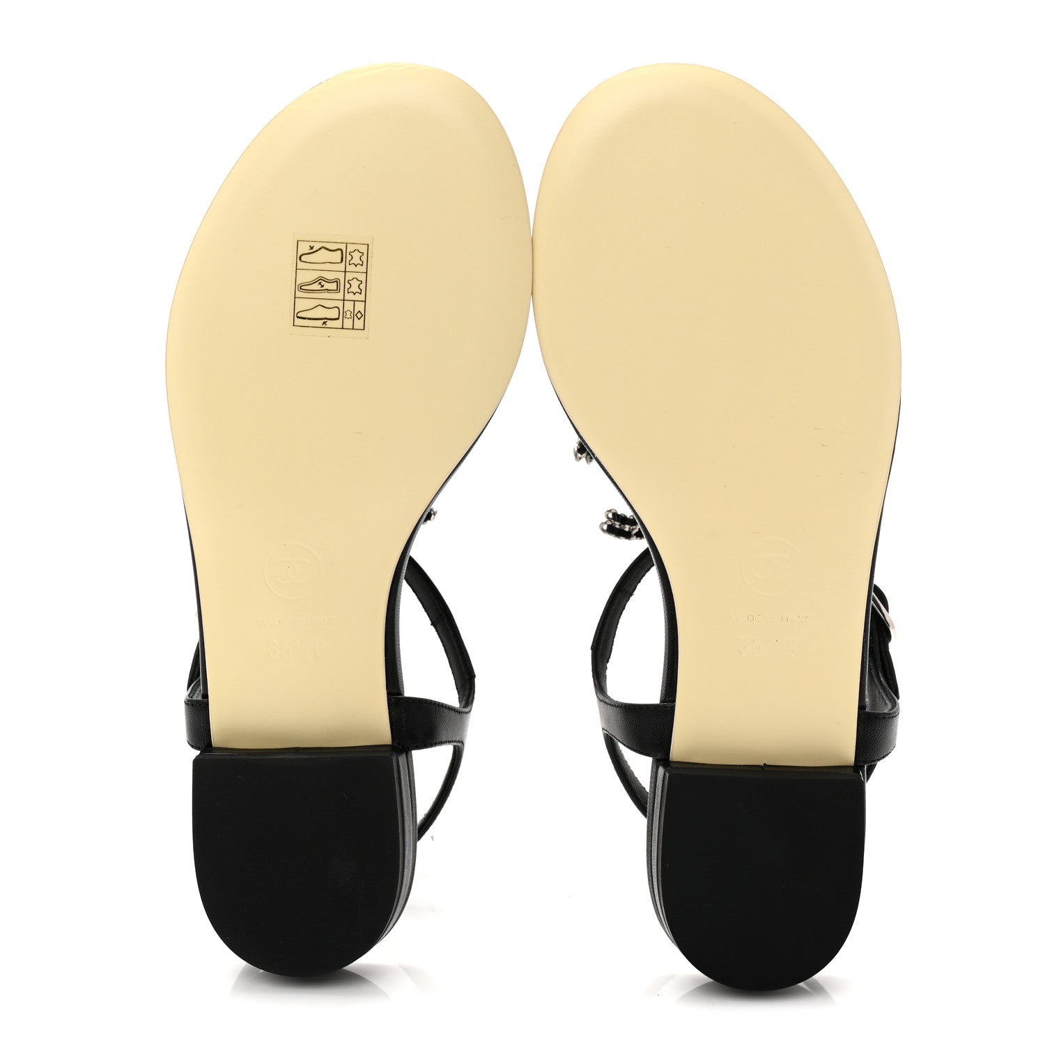 Lambskin CC Chain Thong Sandals 35.5 Black