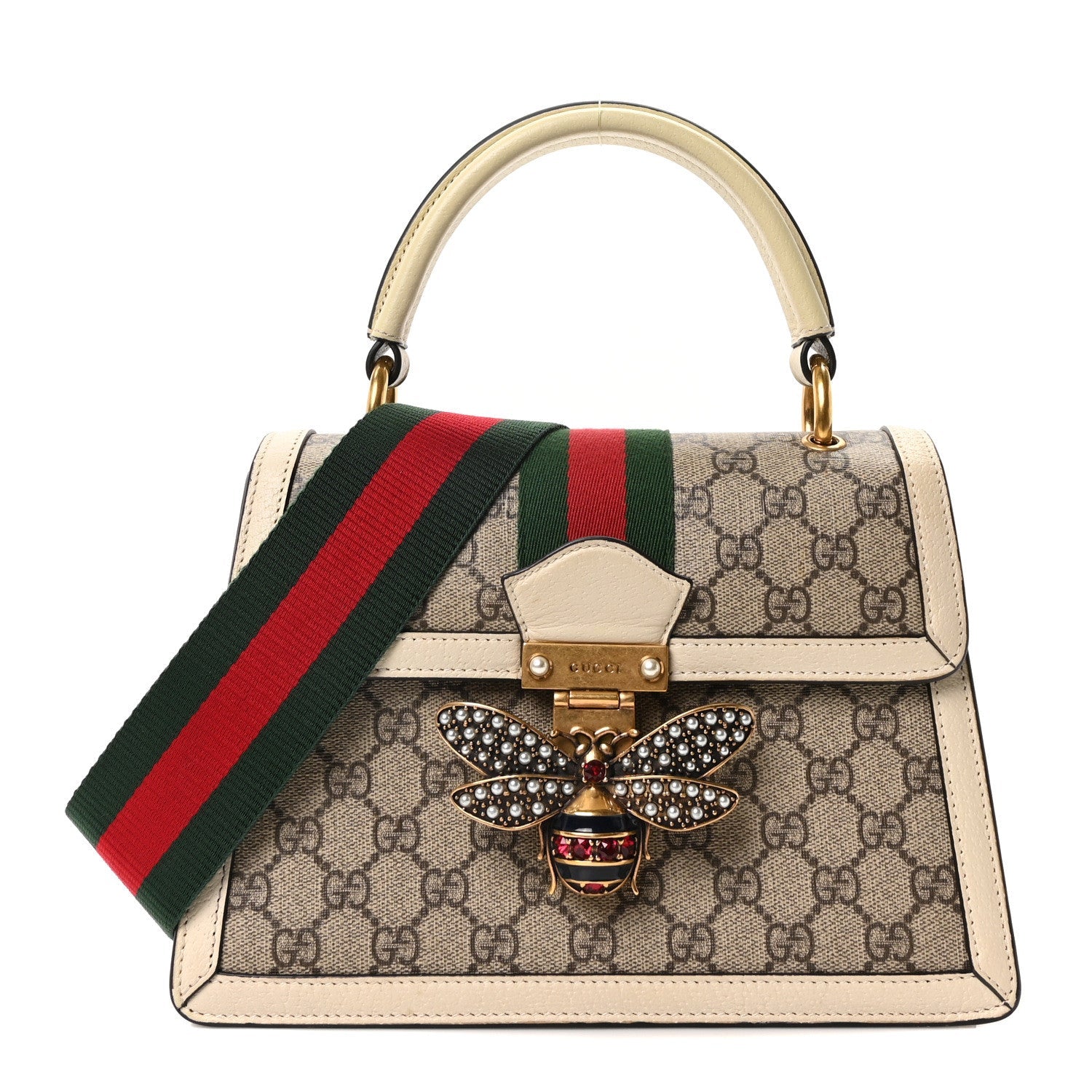 GG Supreme Monogram Small Queen Margaret Top Handle Bag White