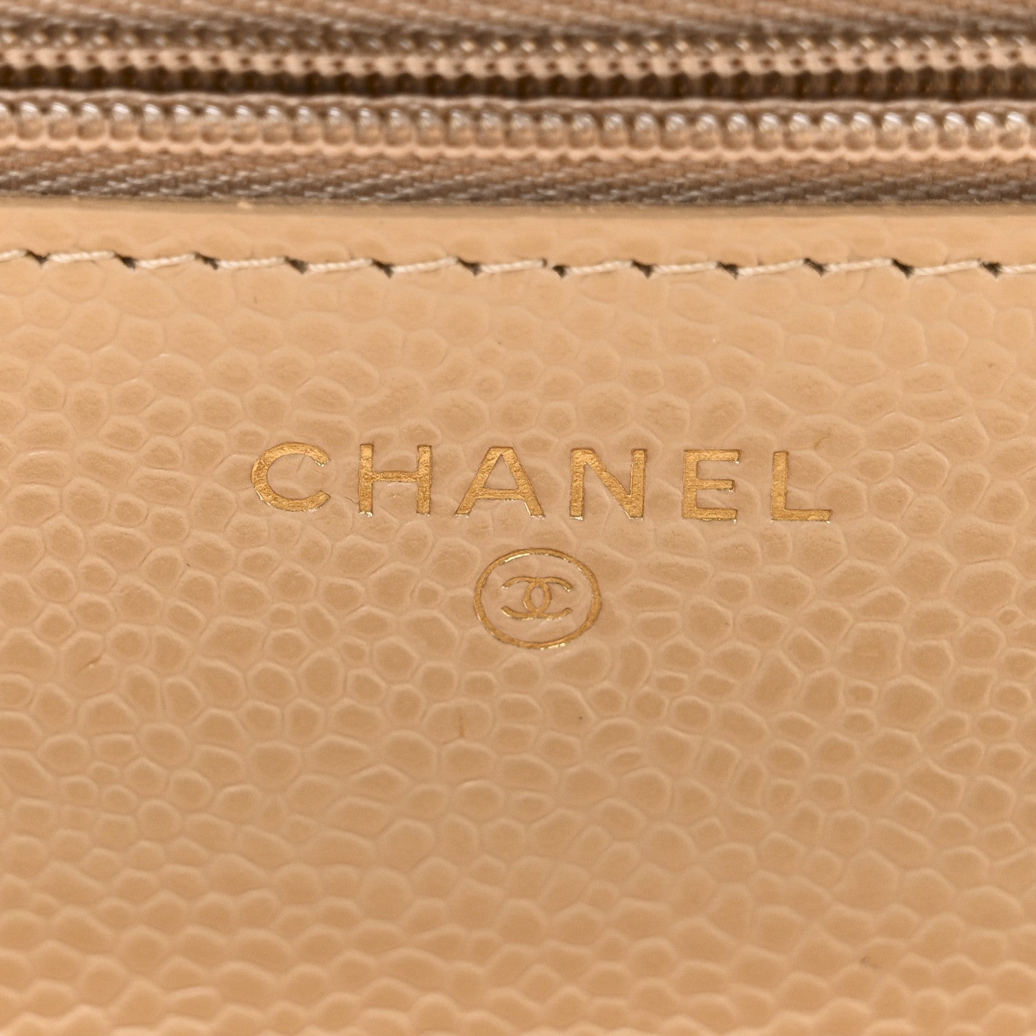 Caviar Quilted Wallet on Chain WOC Beige
