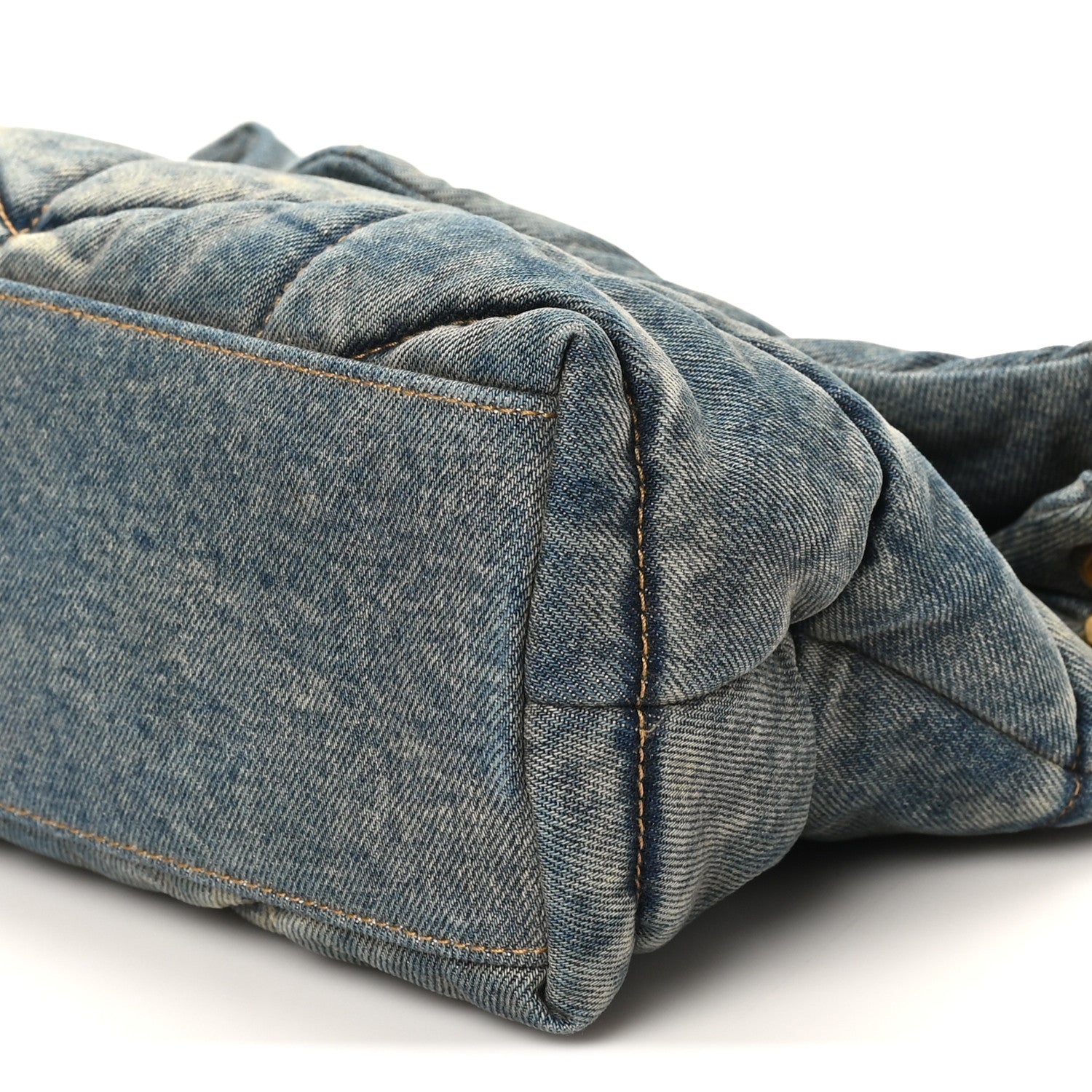 Denim Quilted Small Loulou Puffer Monogram Chain Satchel Blue Cinnamon