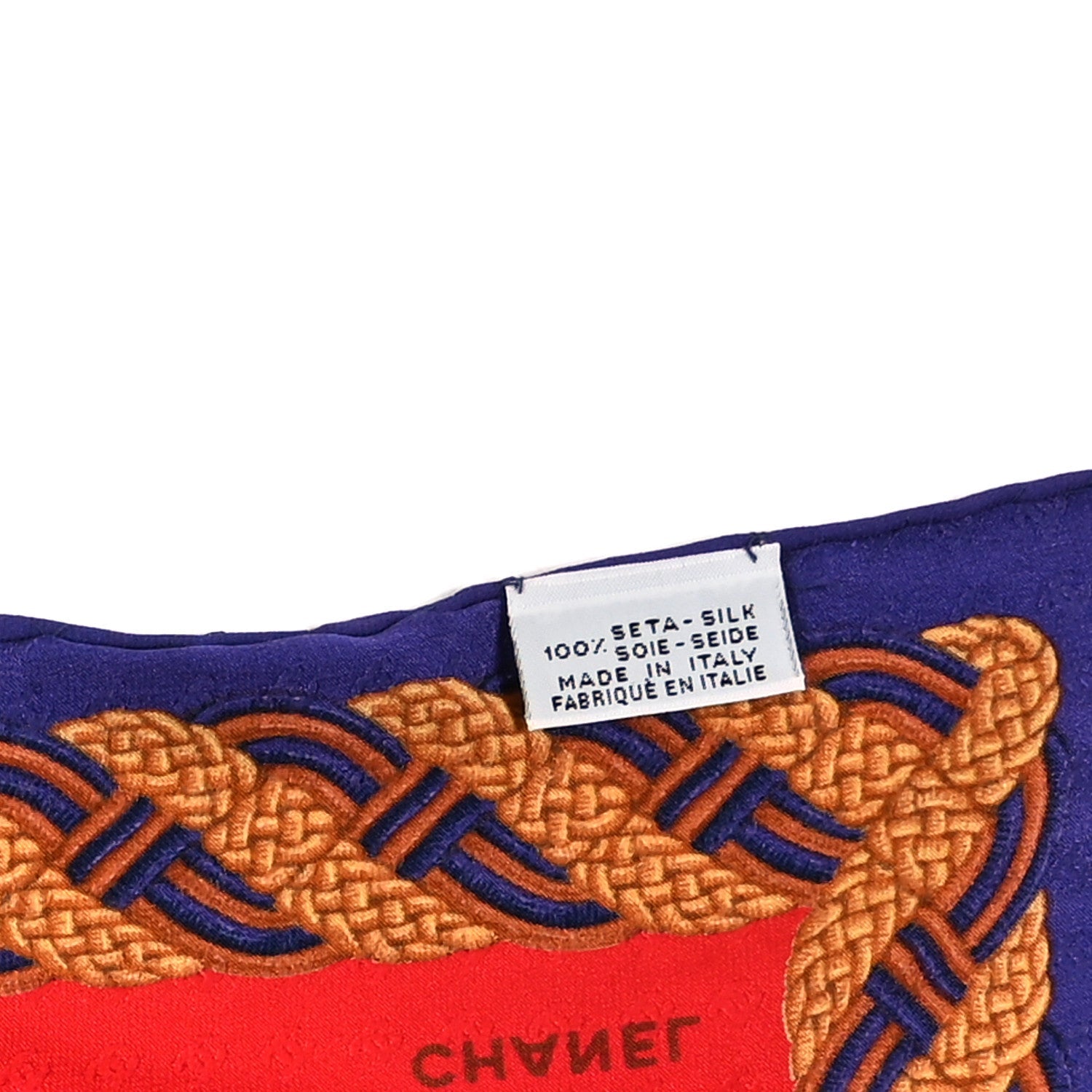 Silk CC Chain Scarf Red Blue