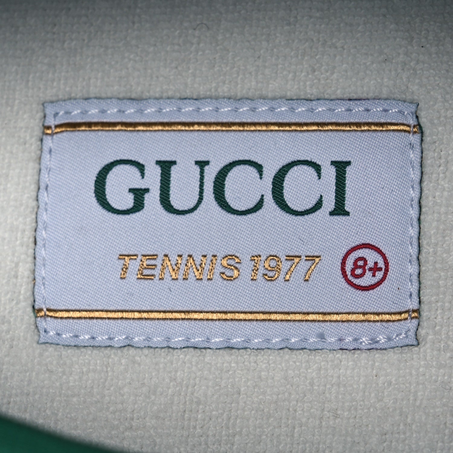 GG Monogram Web Mens 1977 Tennis Sneakers 8.5 Beige Ebony Mystic White Vert