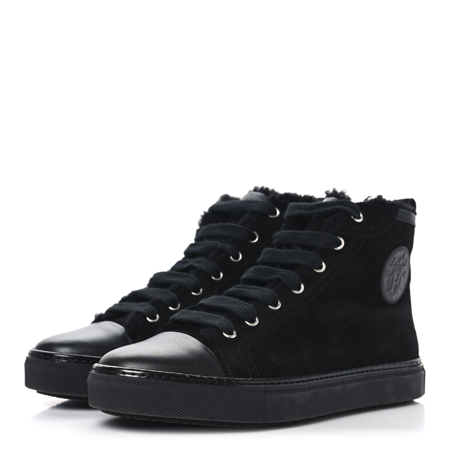 Suede Shearling Womens Jimmy High Top Sneakers 38 Black