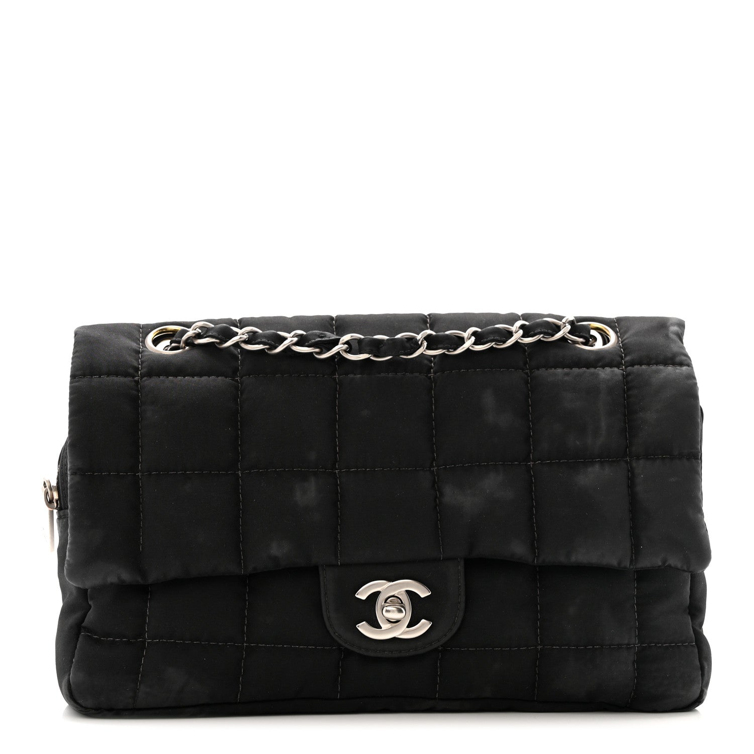 Nylon Square Quilted Flap Black