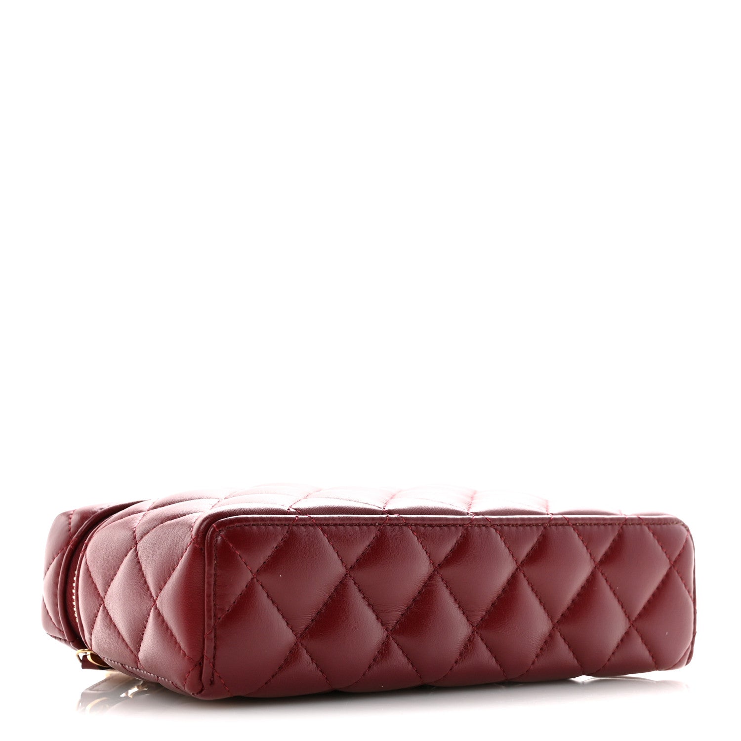 Lambskin Quilted Top Handle Slim Vanity With Chain Burgundy