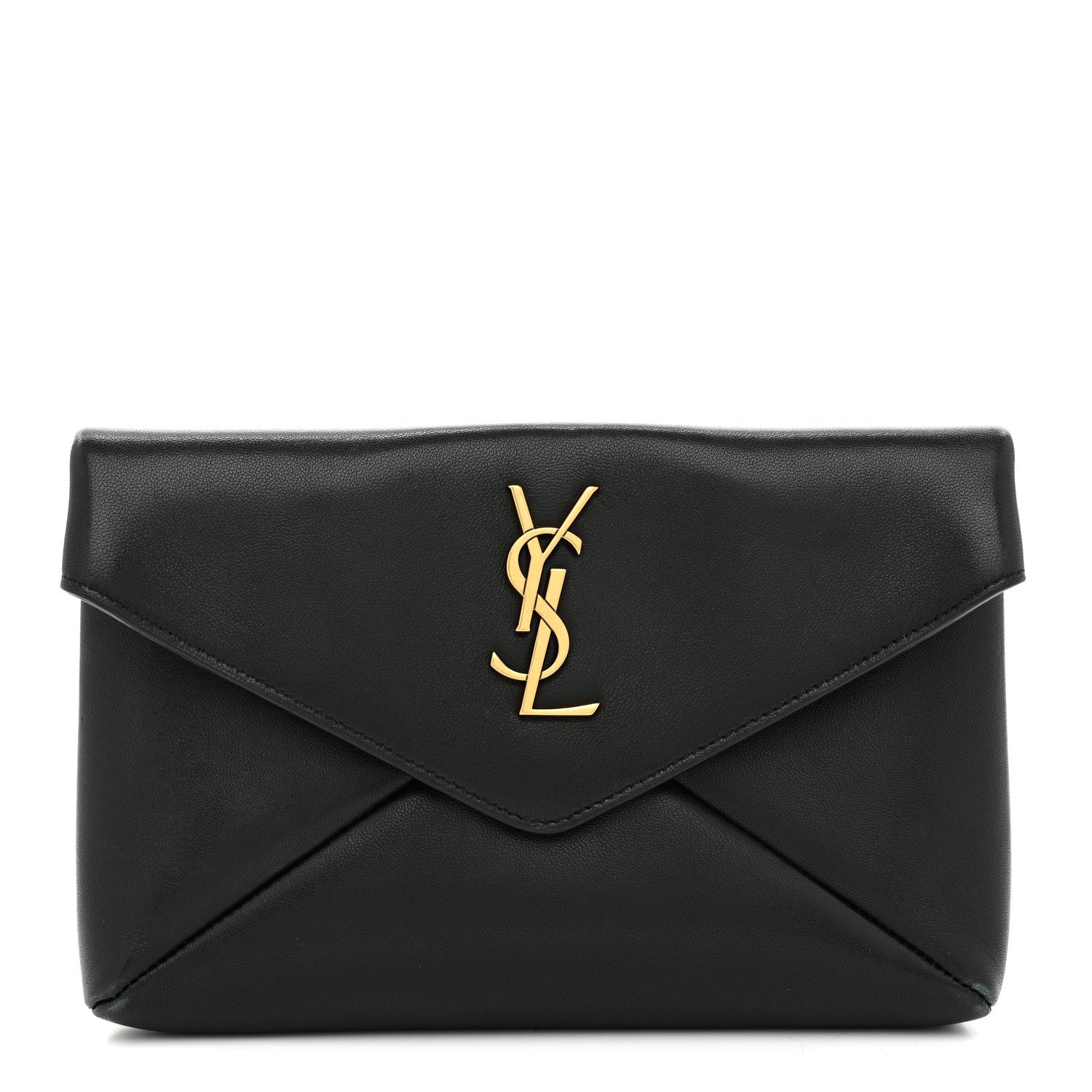 Lambskin Small Cassandre Envelope Pouch Black